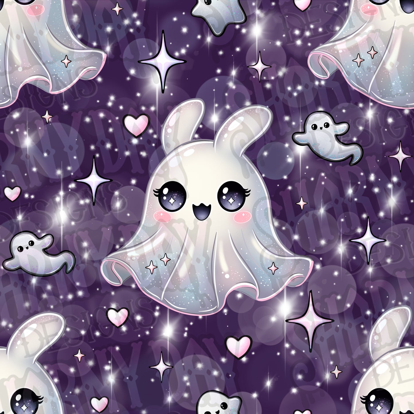 Kawaii Ghost Bunny Exclusive Seamless Pattern Design