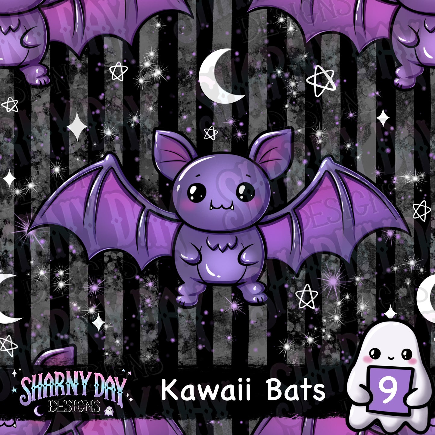 Kawaii Bats Exclusive Seamless Pattern Design
