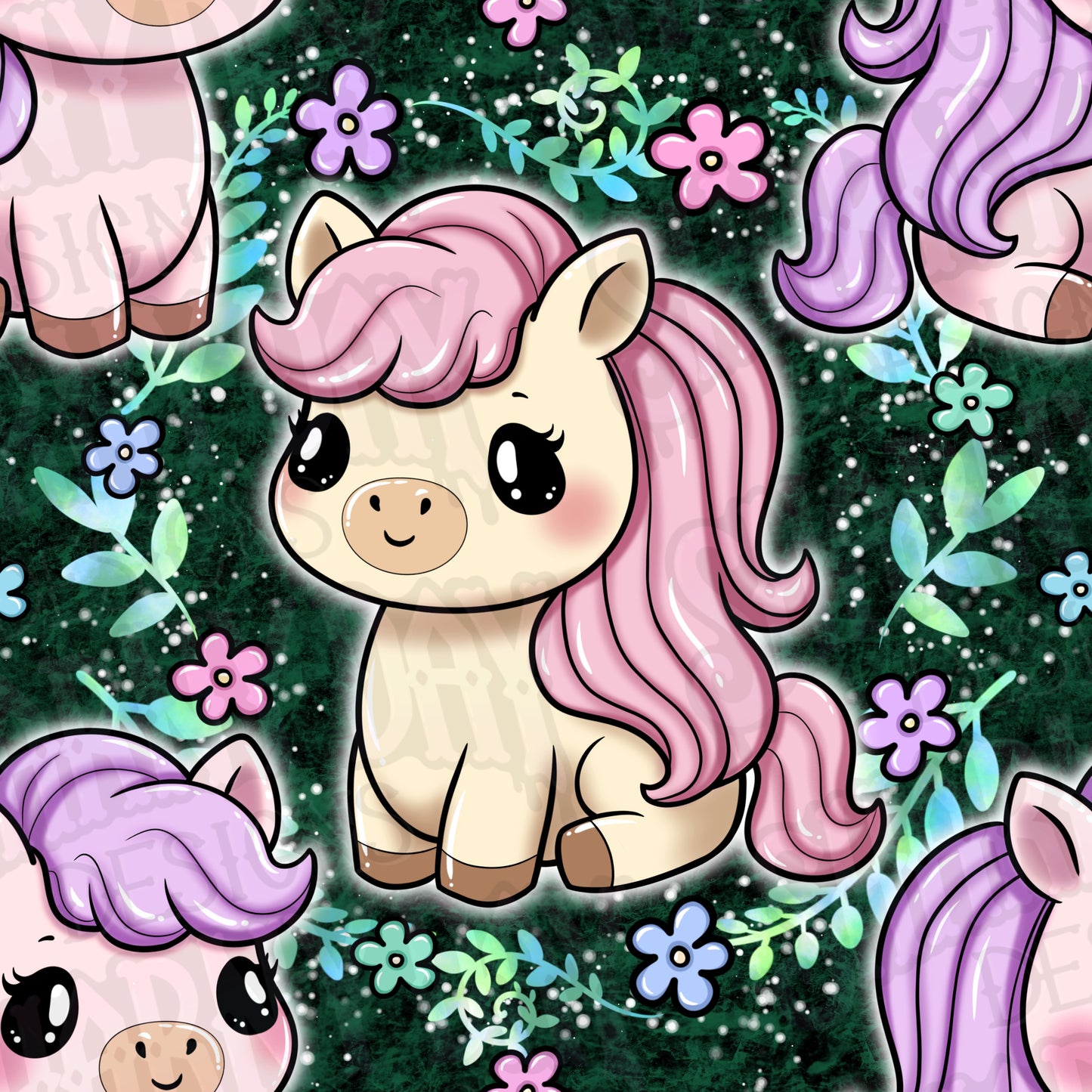 Kawaii Pony Exclusive Seamless Pattern Design