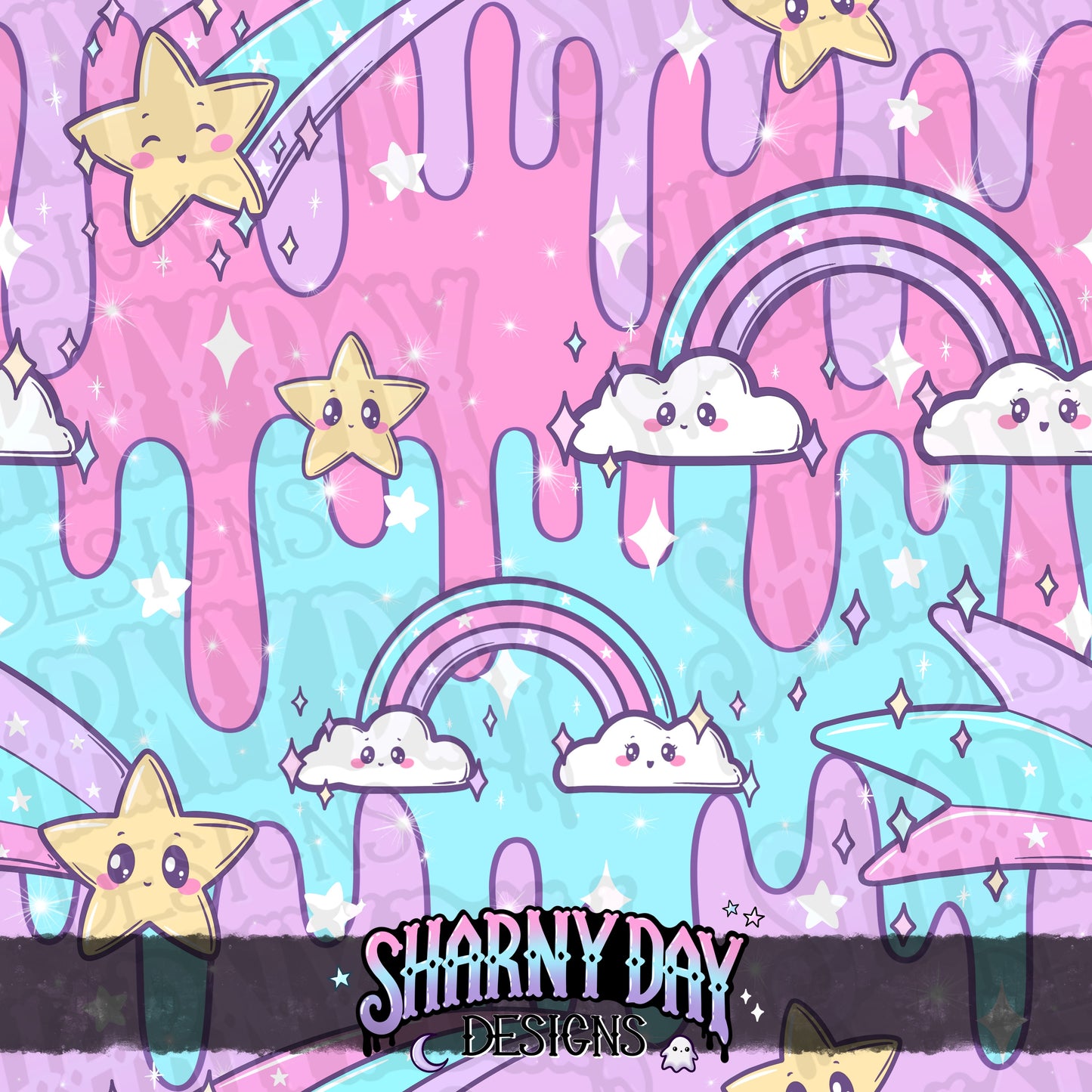 Rainbows & Shooting Stars - Exclusive Seamless Pattern Design