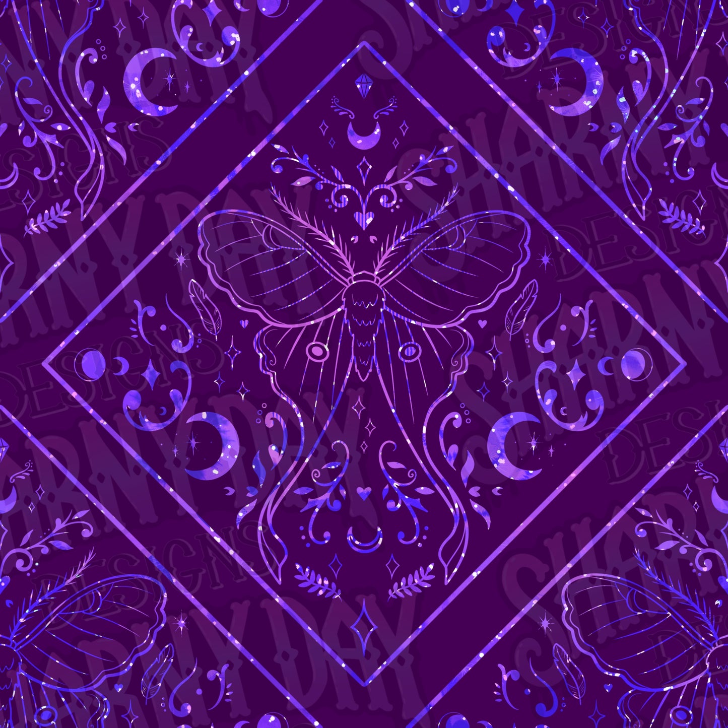 Luna Moth Lines Exclusive Seamless Pattern Design