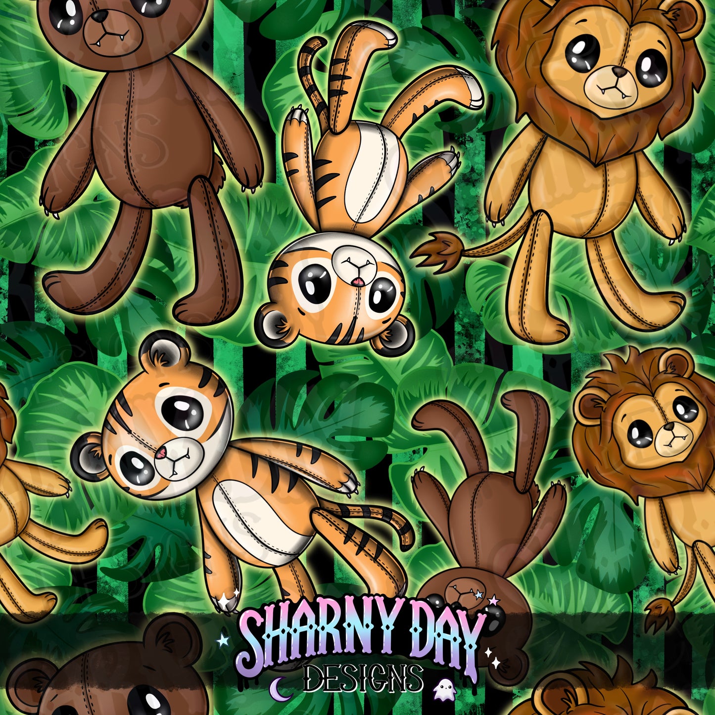 HEXTOBER - Wild Animal Plushies Exclusive Seamless Pattern Design