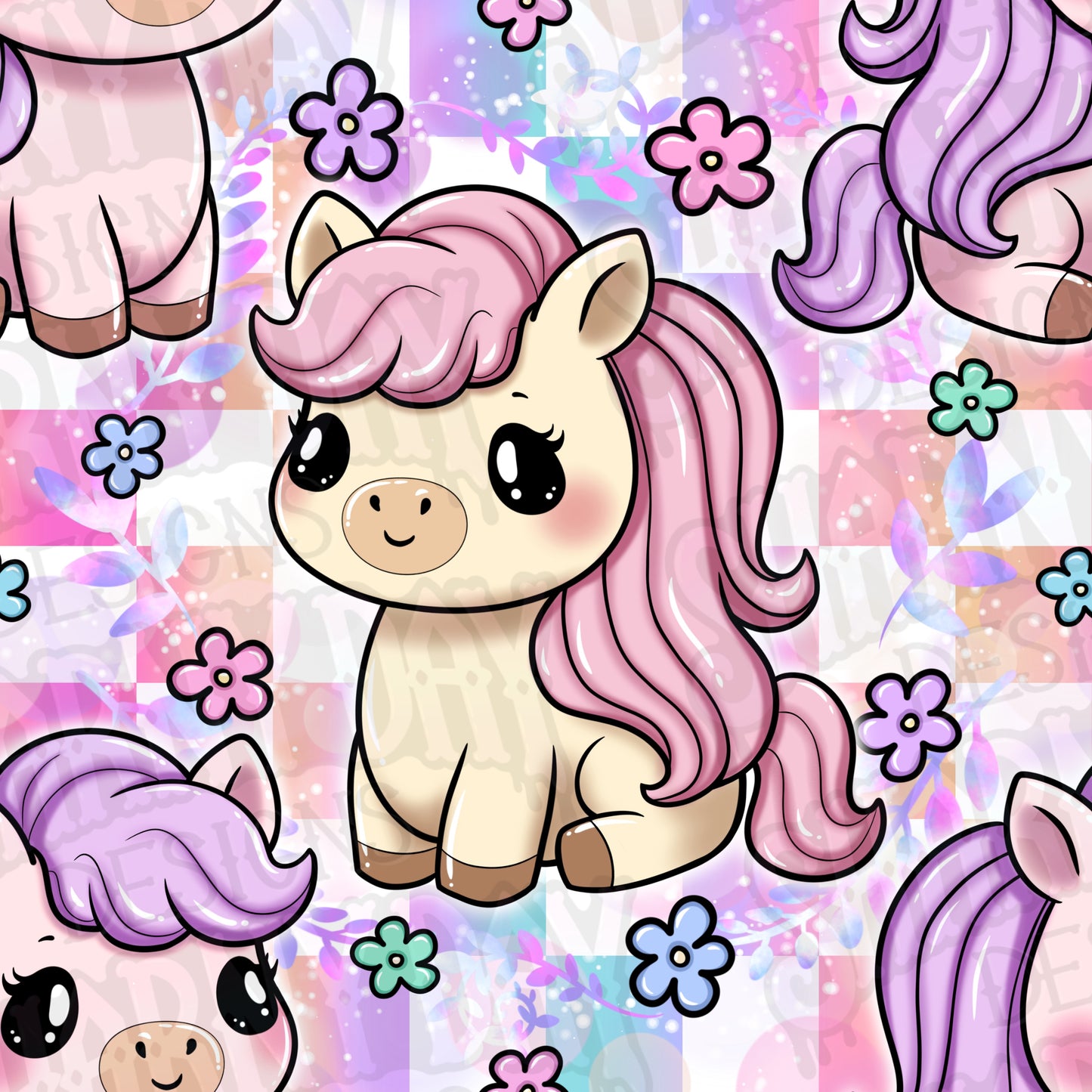 Kawaii Pony Exclusive Seamless Pattern Design