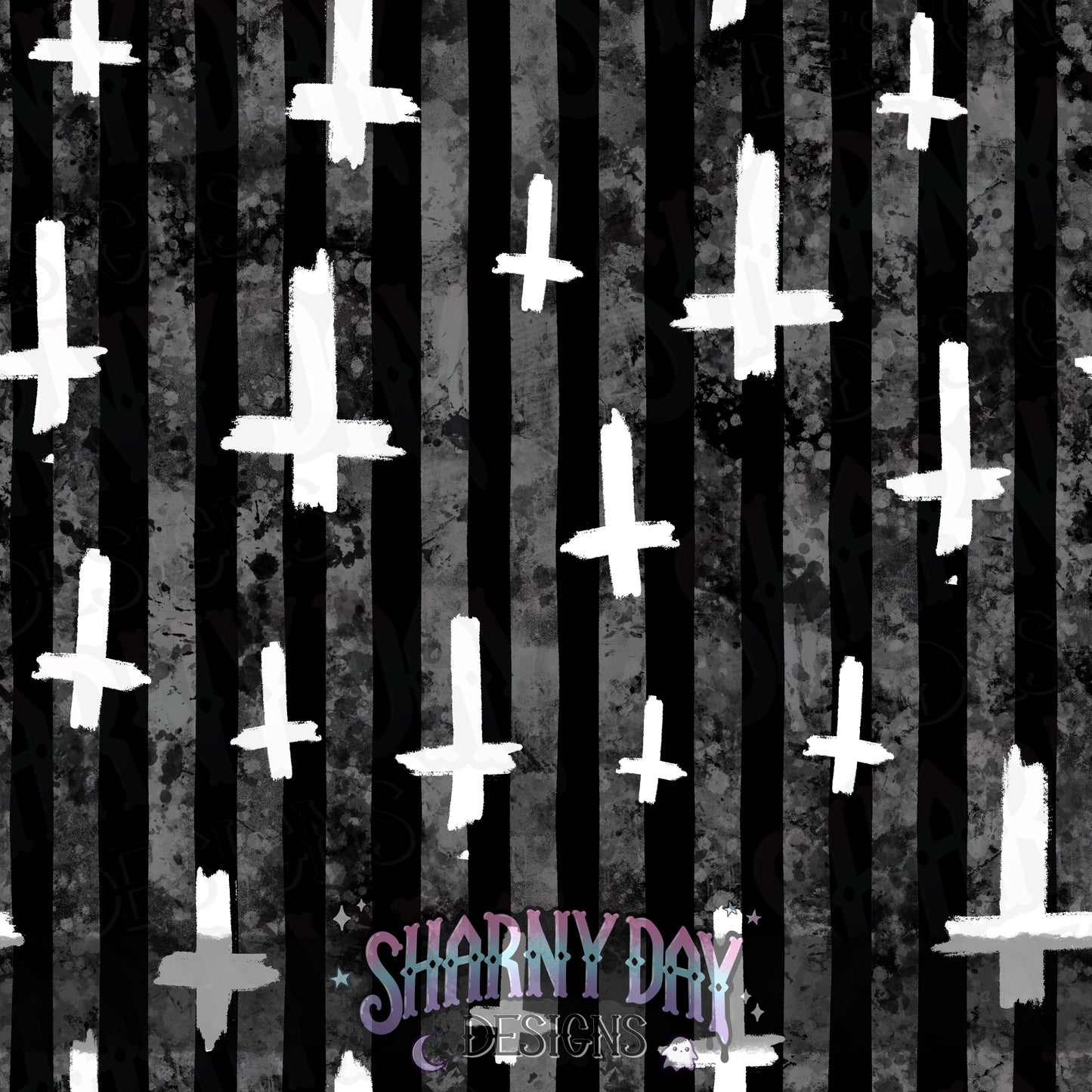 Mono Grunge Crosses non-exclusive Seamless Pattern Design