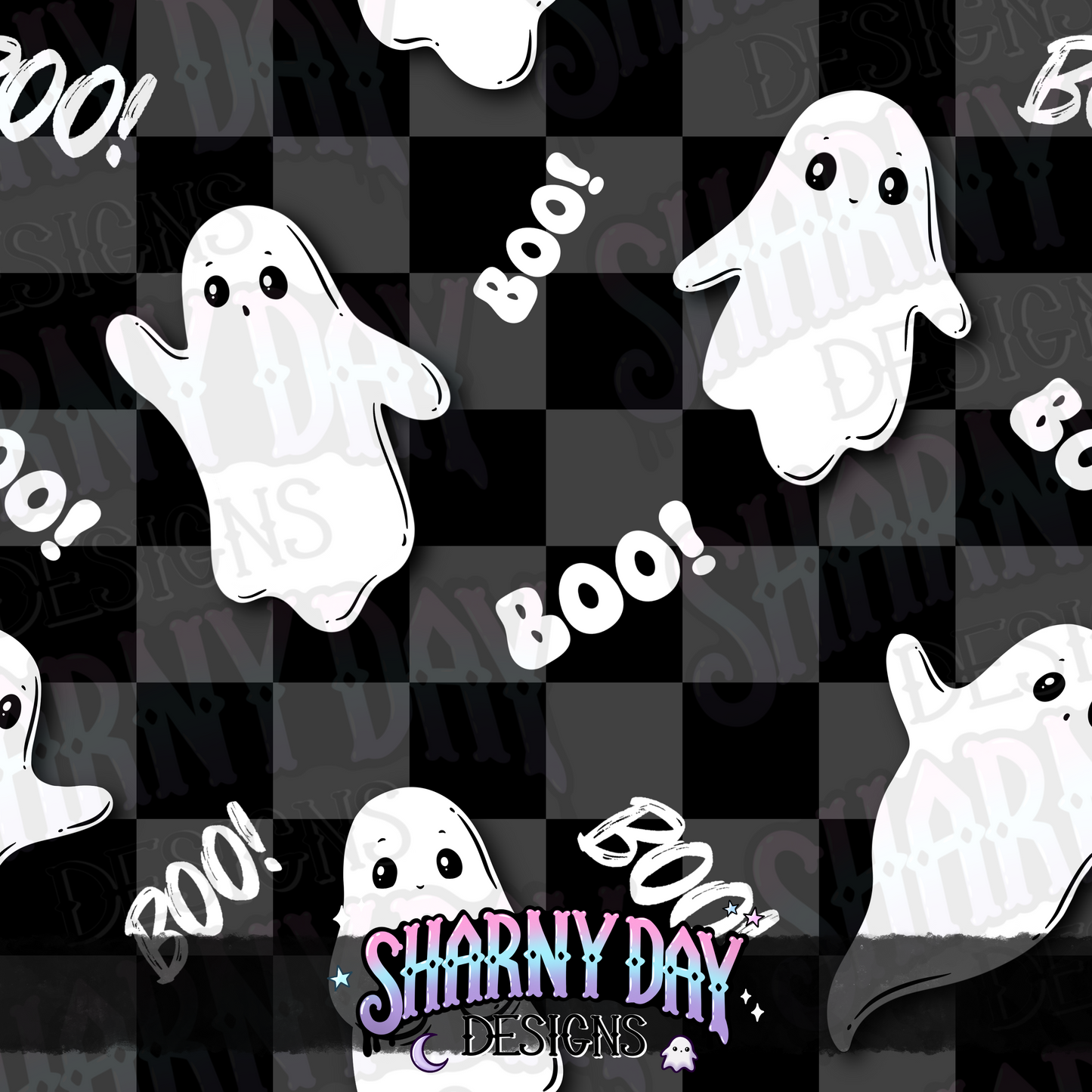 Mono Ghosties non-exclusive Seamless Pattern Design