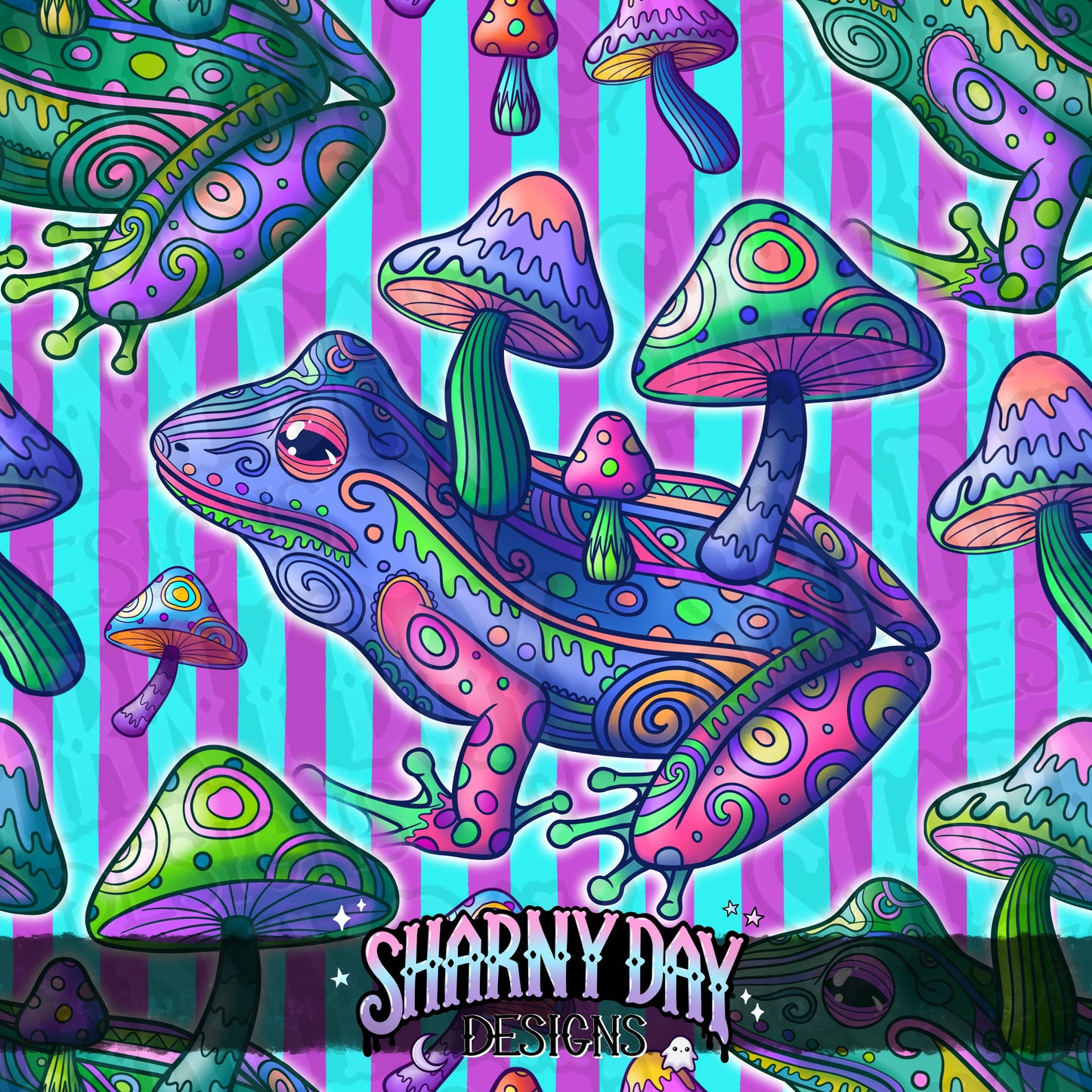 HEXTOBER - Psychedelic Frogs Exclusive Seamless Pattern Design