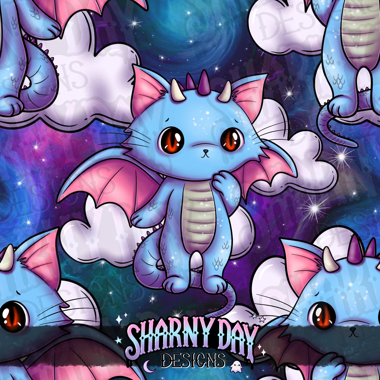 Dragon Kitty - Exclusive Seamless Pattern Design