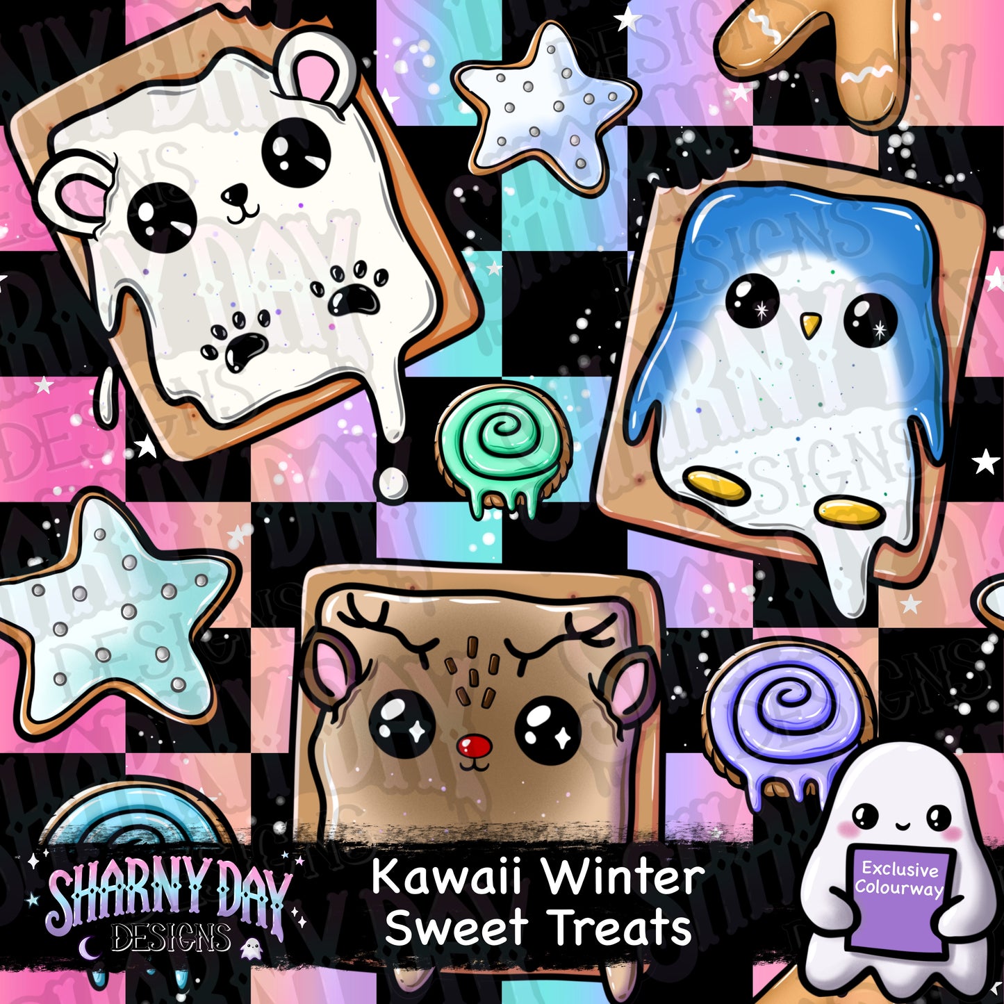 Kawaii Festive Sweet Treats Exclusive Seamless Pattern Desig