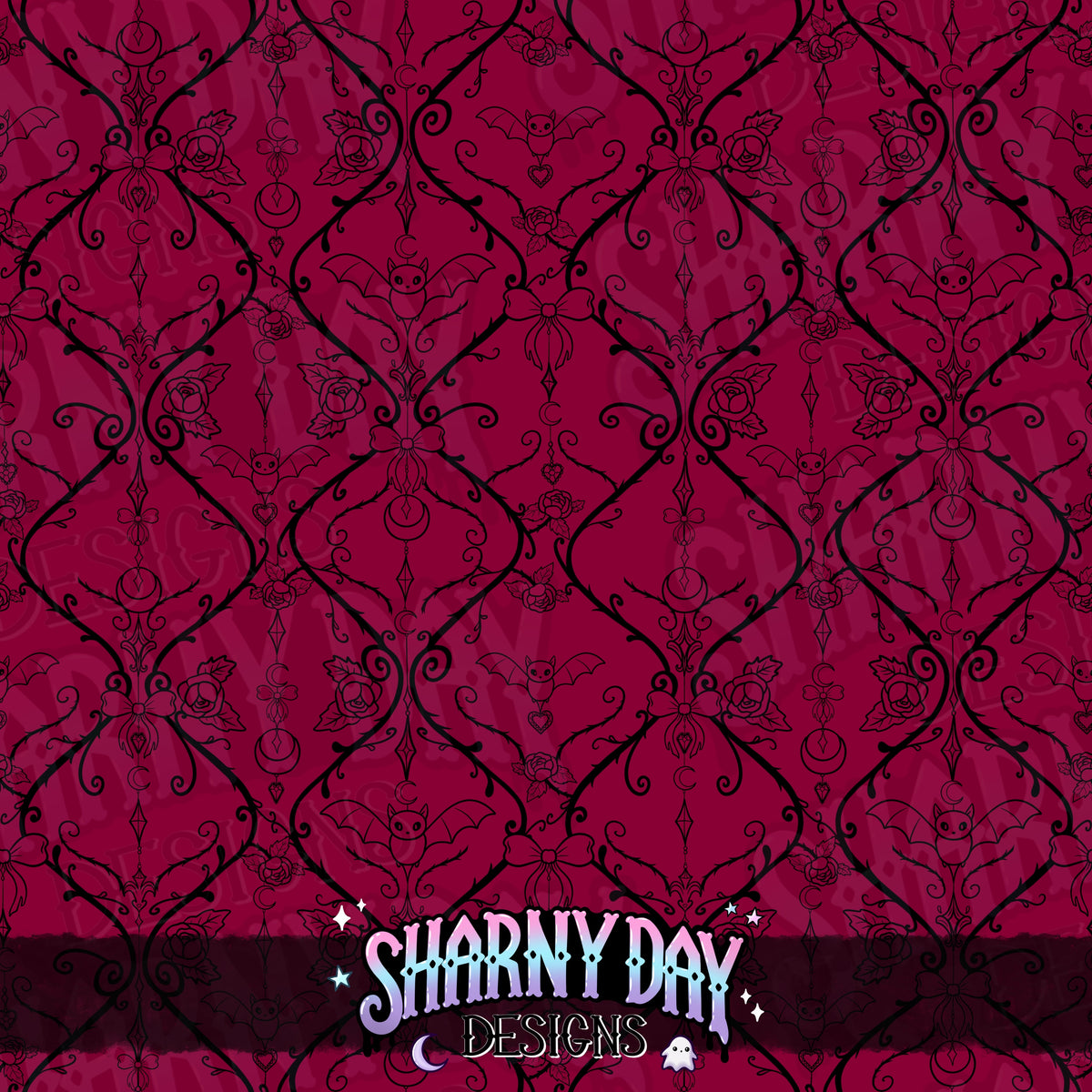 HEXTOBER - Gothic Bats and Bows (lattice) - non-exclusive Seamless Pattern Design
