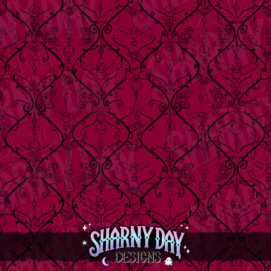HEXTOBER - Gothic Bats and Bows (lattice) - non-exclusive Seamless Pattern Design