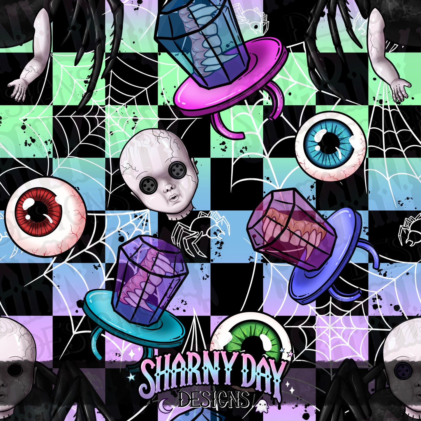 Creepy Spider Baby Exclusive Seamless Pattern Design