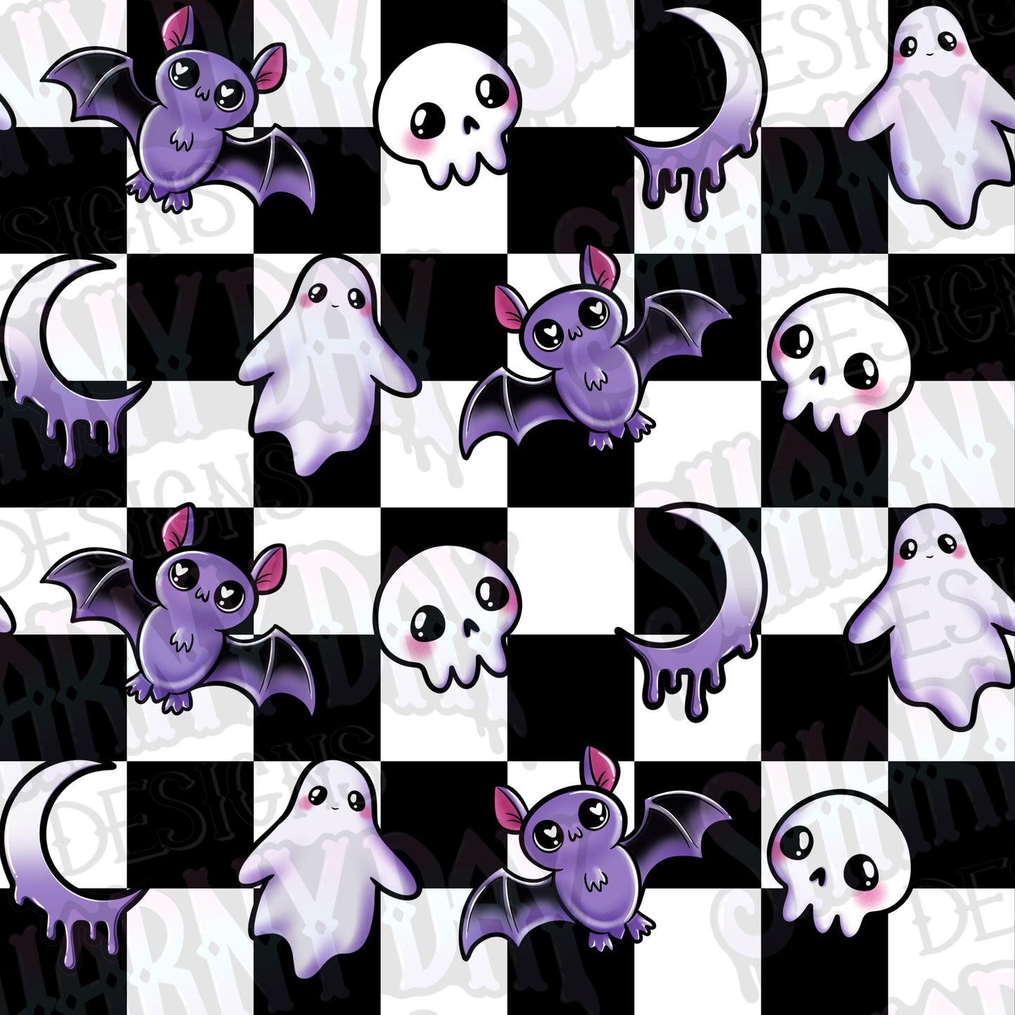 Spoopy Kawaii Motifs Non-exclusive Seamless Patterns - Bundle of 10 Coords