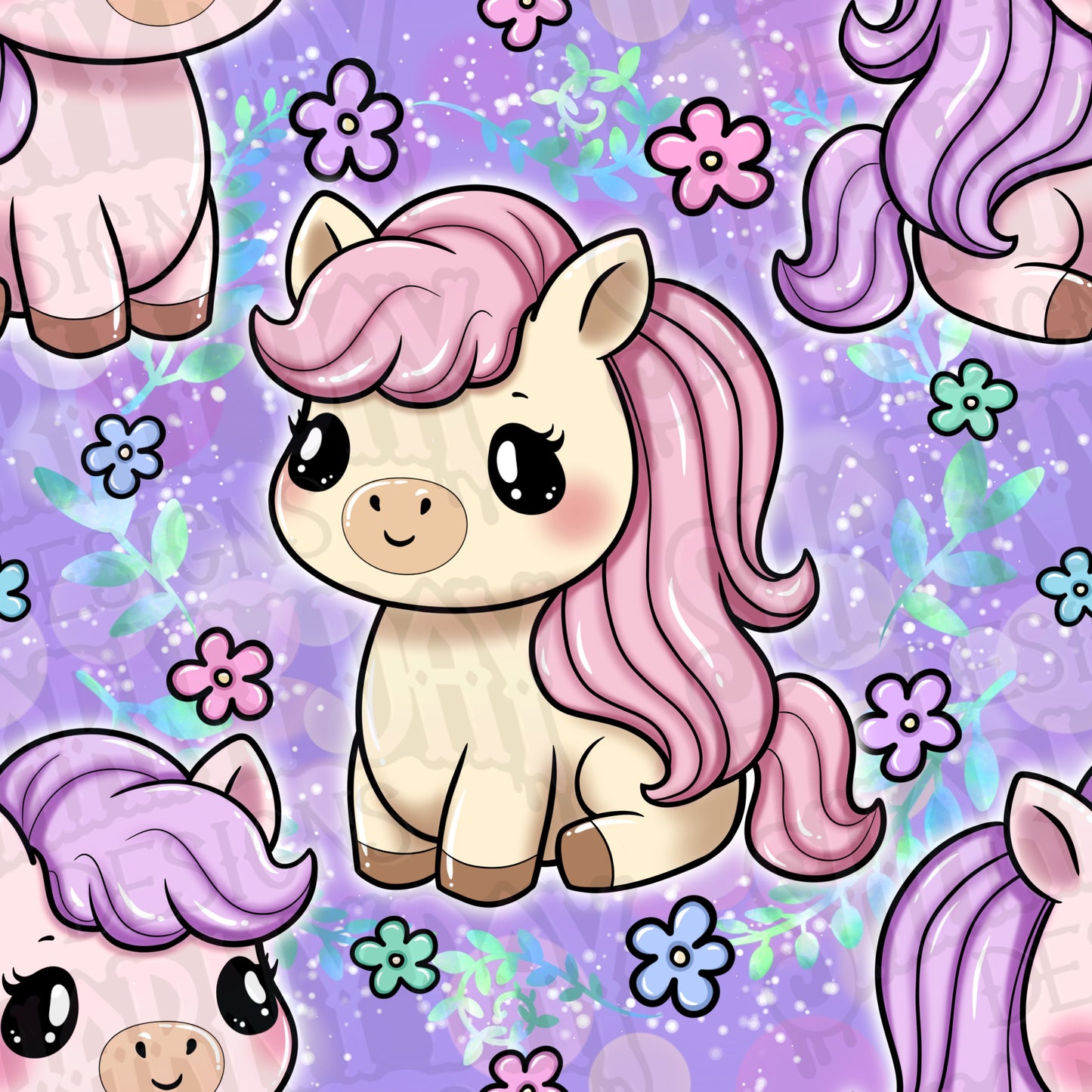 Kawaii Pony Exclusive Seamless Pattern Design
