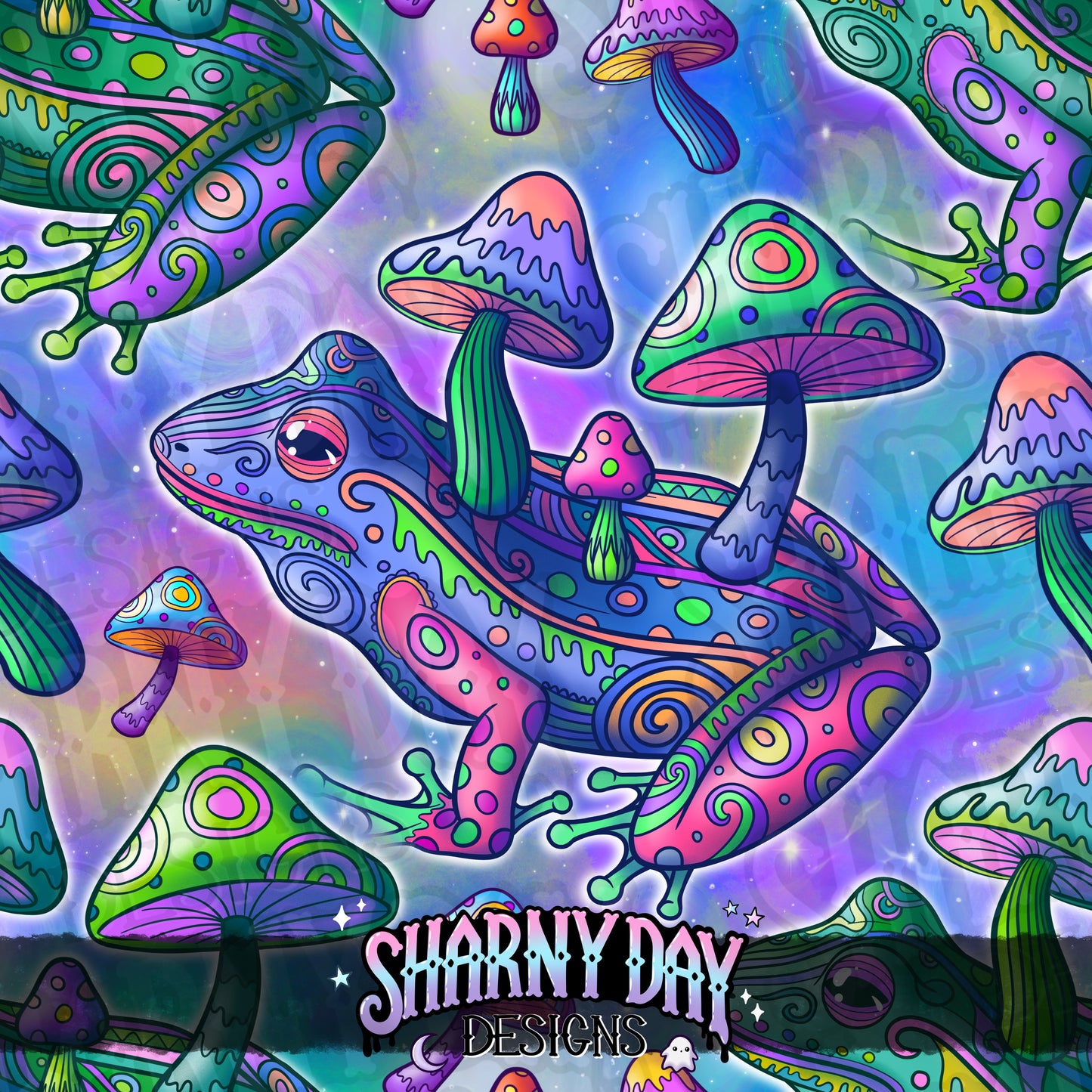 HEXTOBER - Psychedelic Frogs Exclusive Seamless Pattern Design
