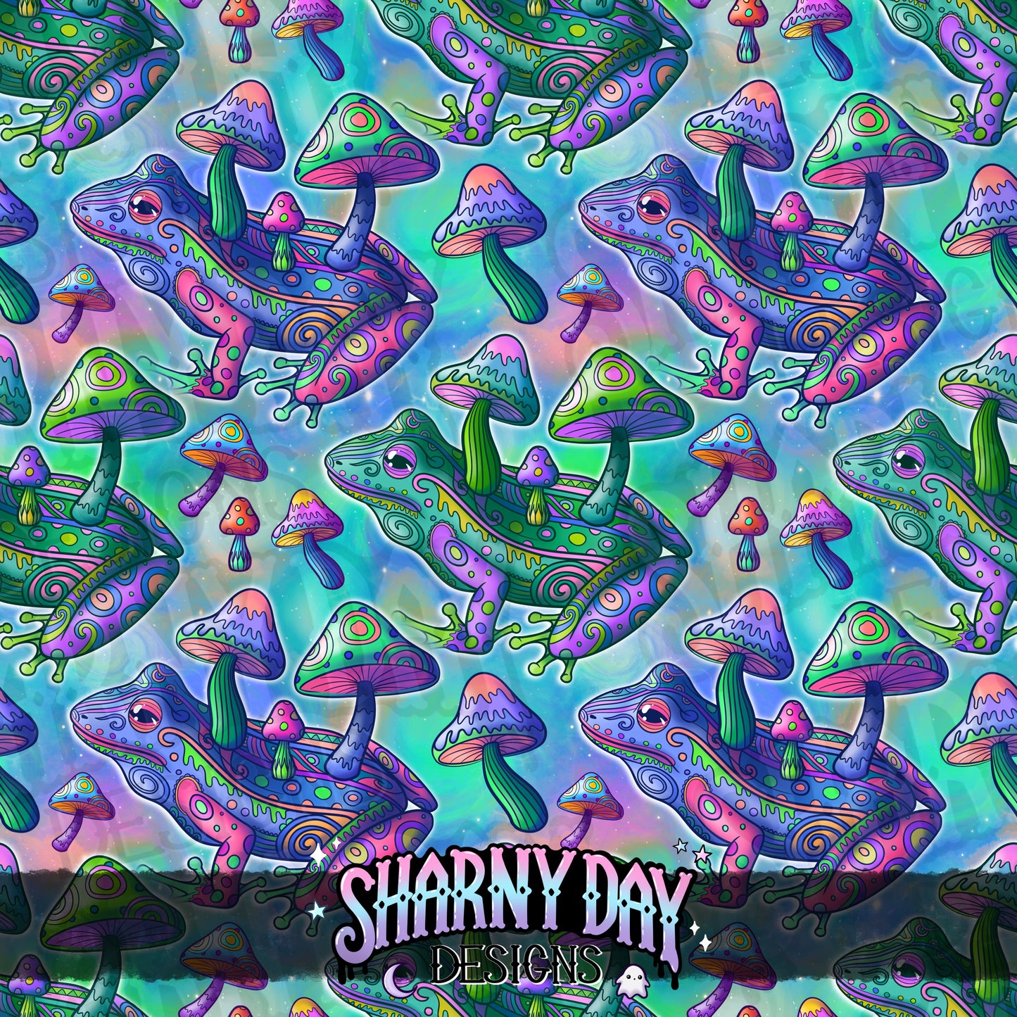 HEXTOBER - Psychedelic Frogs Exclusive Seamless Pattern Design