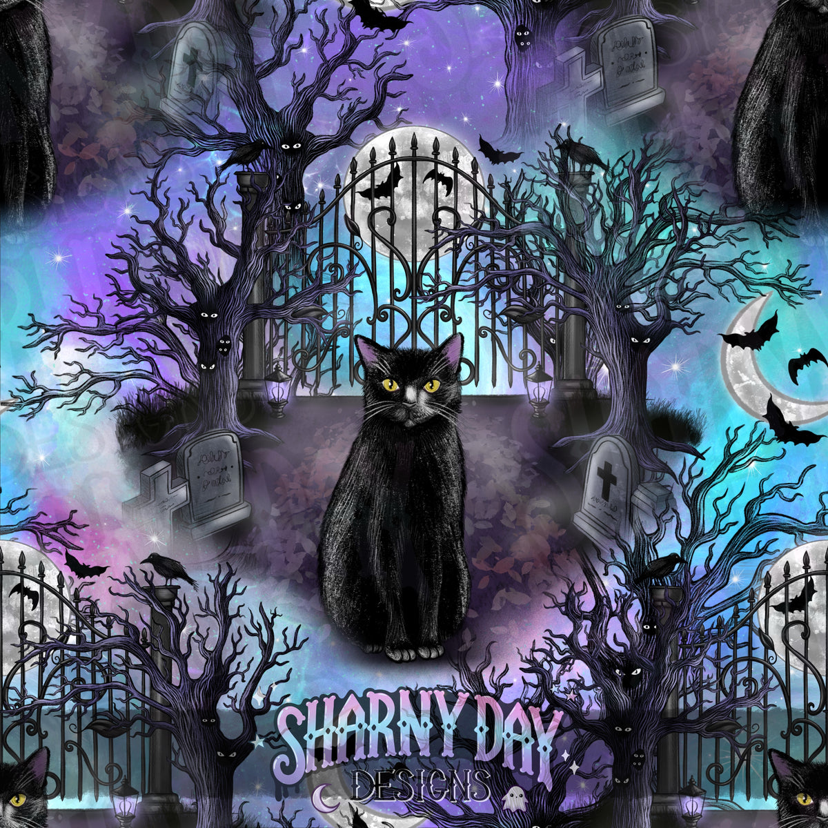 HEXTOBER - In the Cemetery non-exclusive Seamless Pattern Design