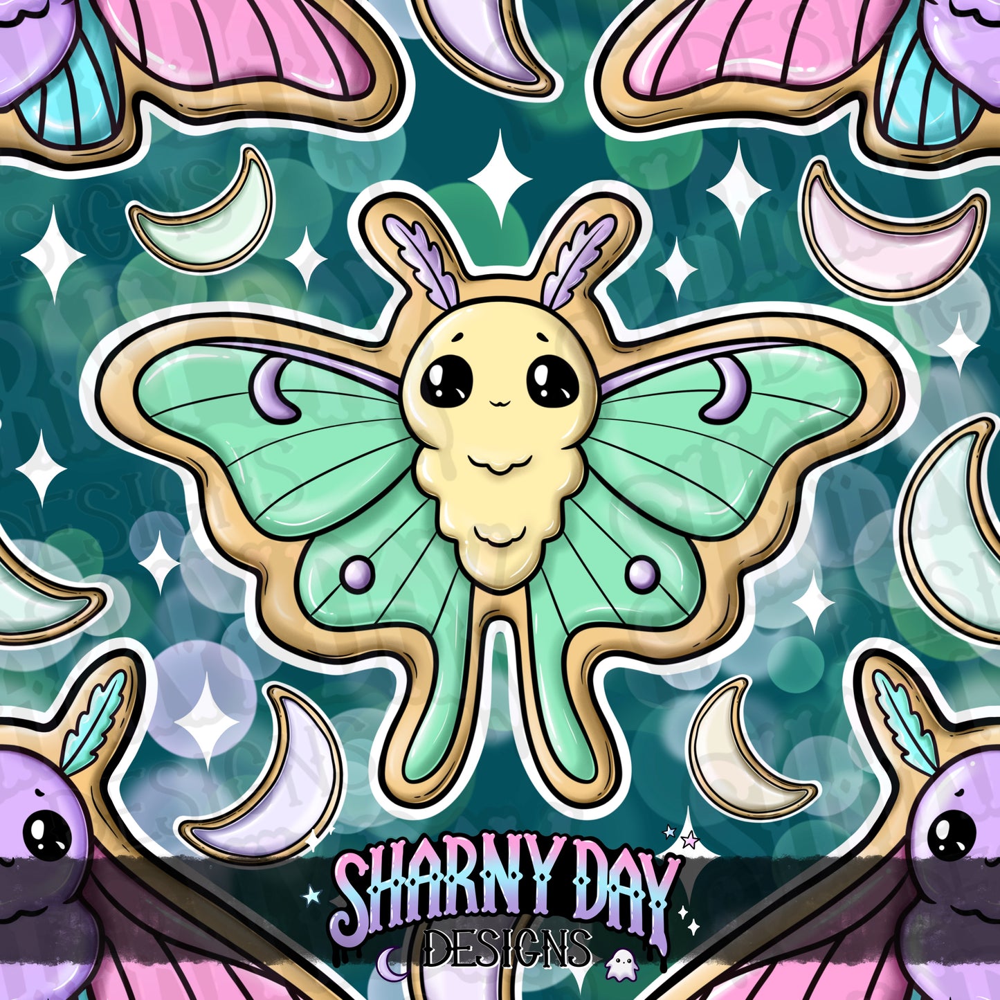 HEXTOBER - Moth Cookies Exclusive Seamless Pattern Design