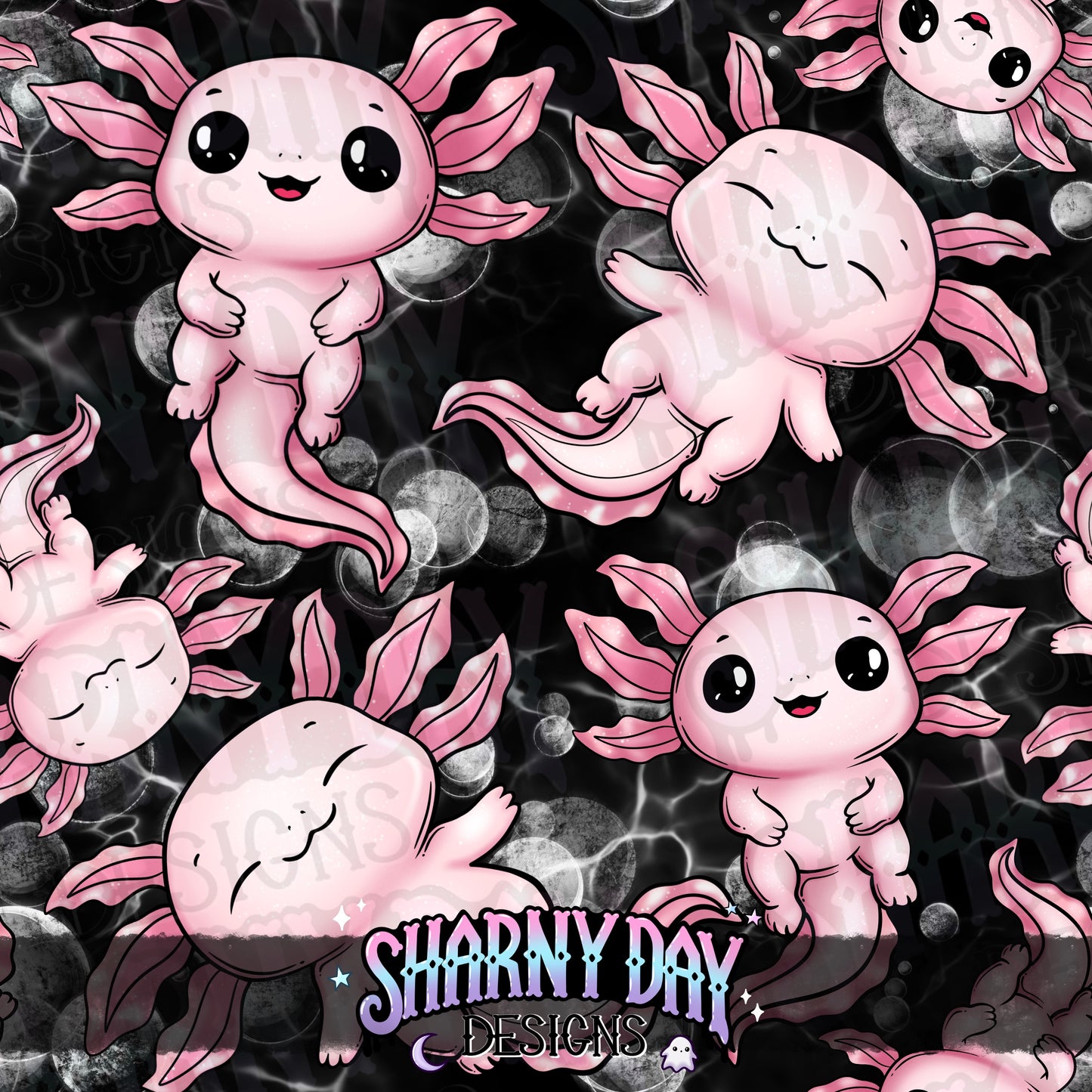 Kawaii Axolotls Exclusive Seamless Pattern Design