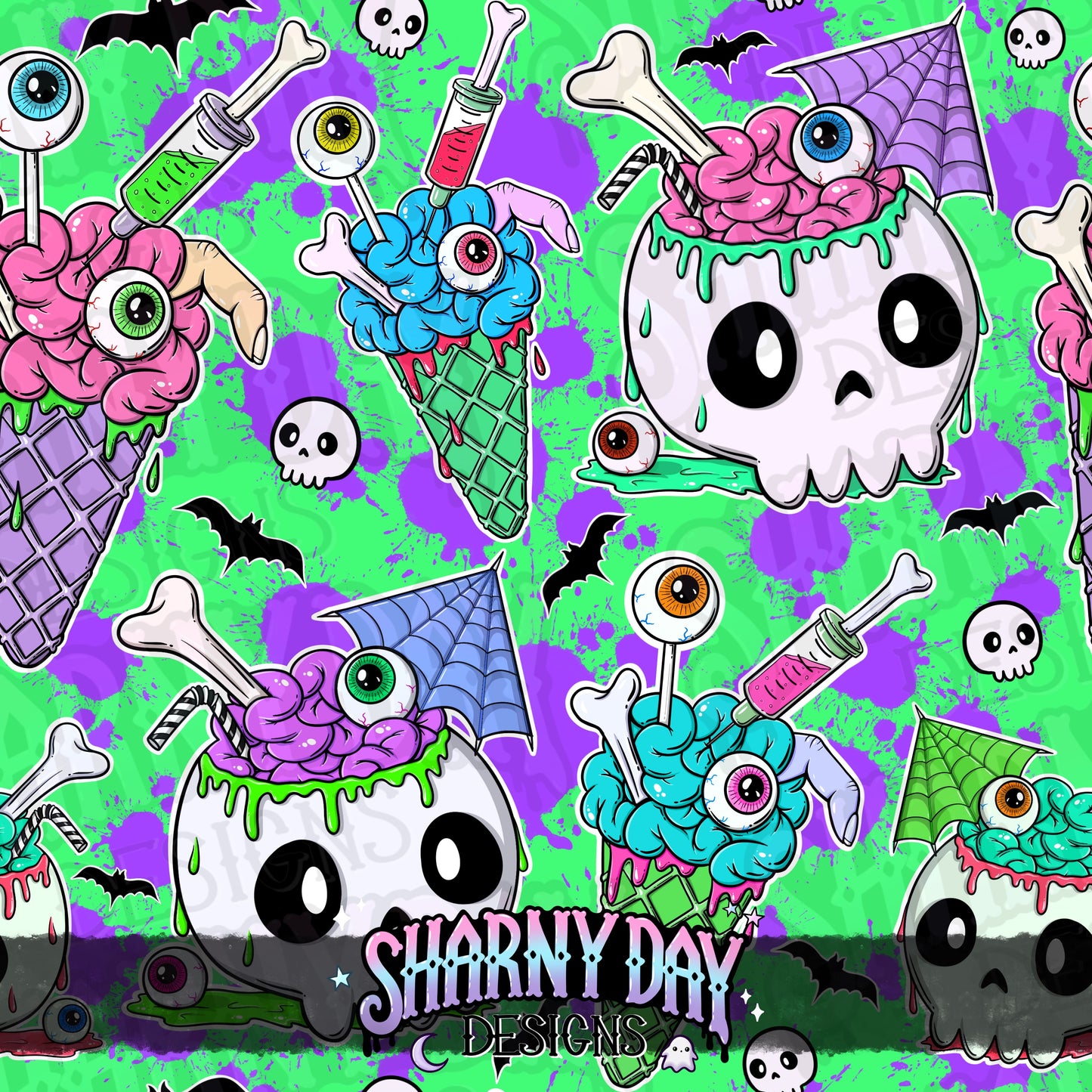 Zombie Sweet Treats Exclusive Seamless Pattern Design