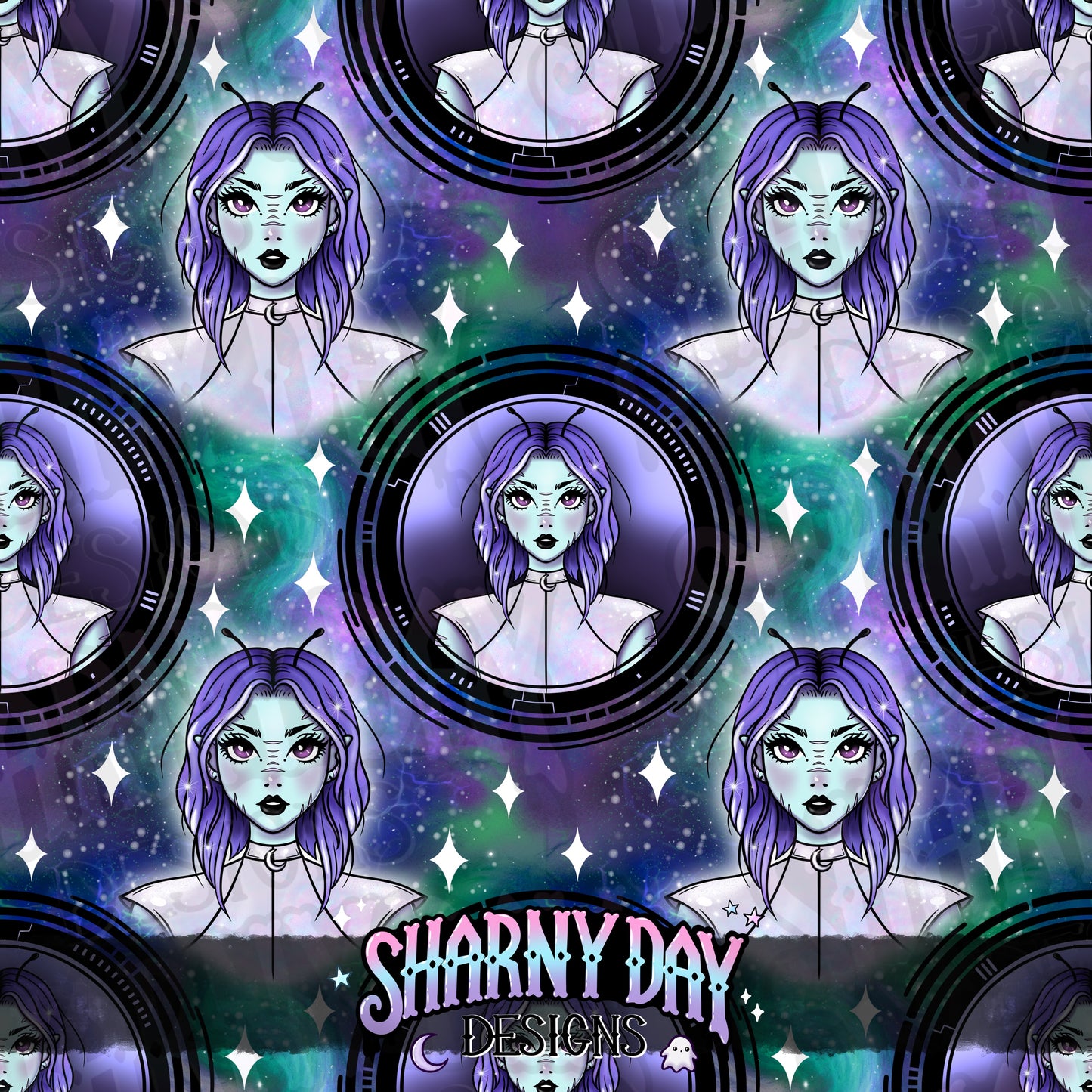 HEXTOBER - Galaxy Girl Limited Seamless Pattern