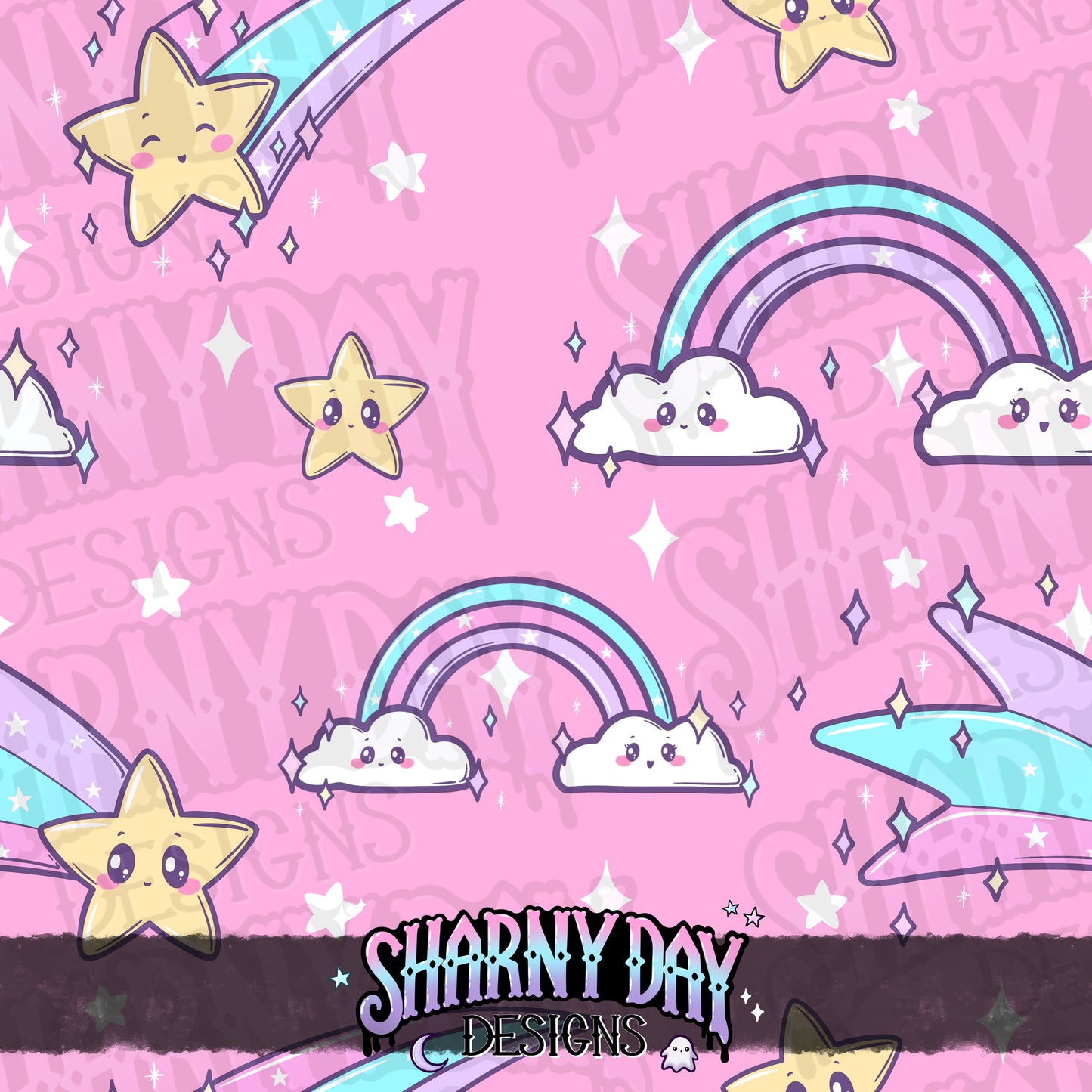 Rainbows & Shooting Stars - Exclusive Seamless Pattern Design