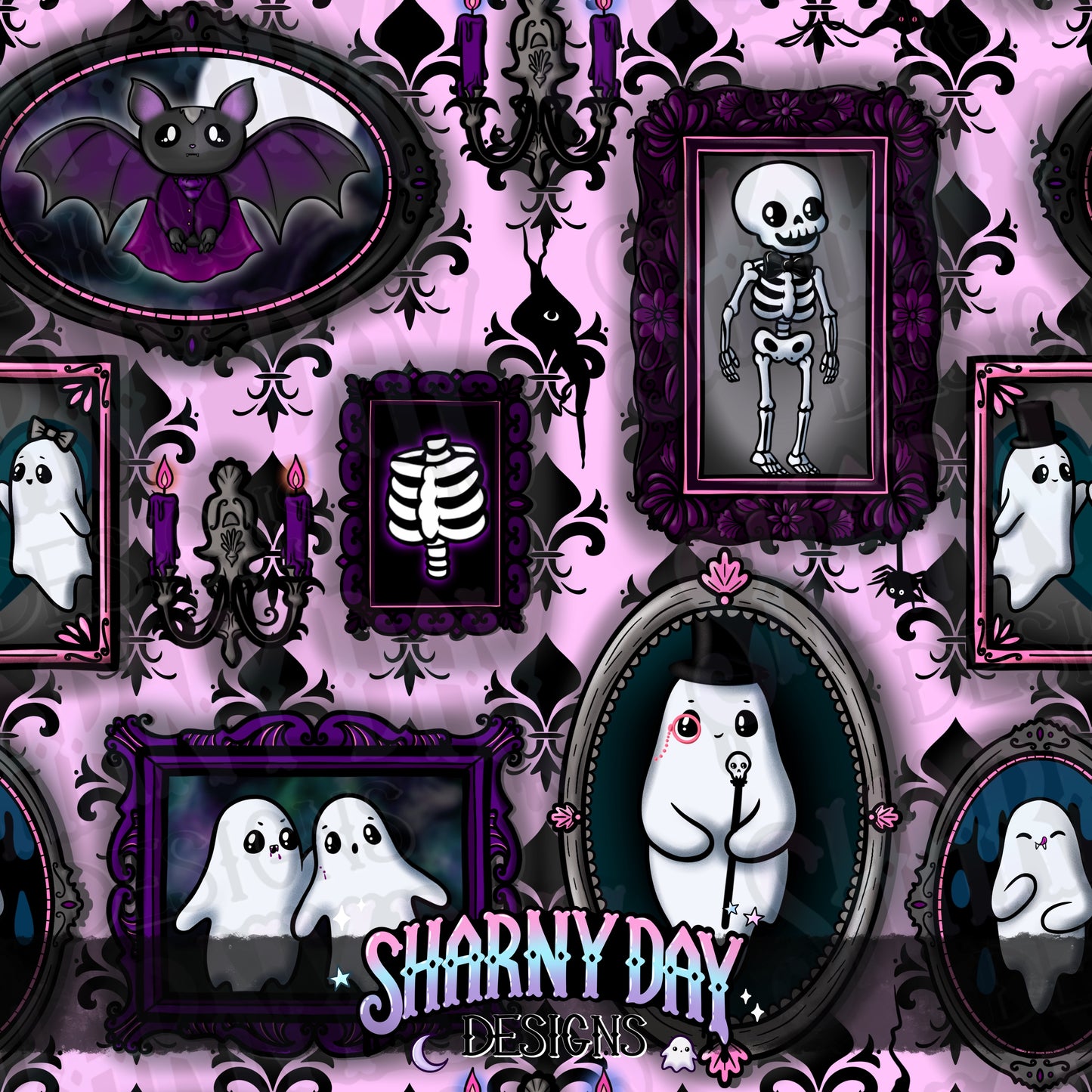 Haunted Mansion Wall Exclusive Seamless Pattern Design