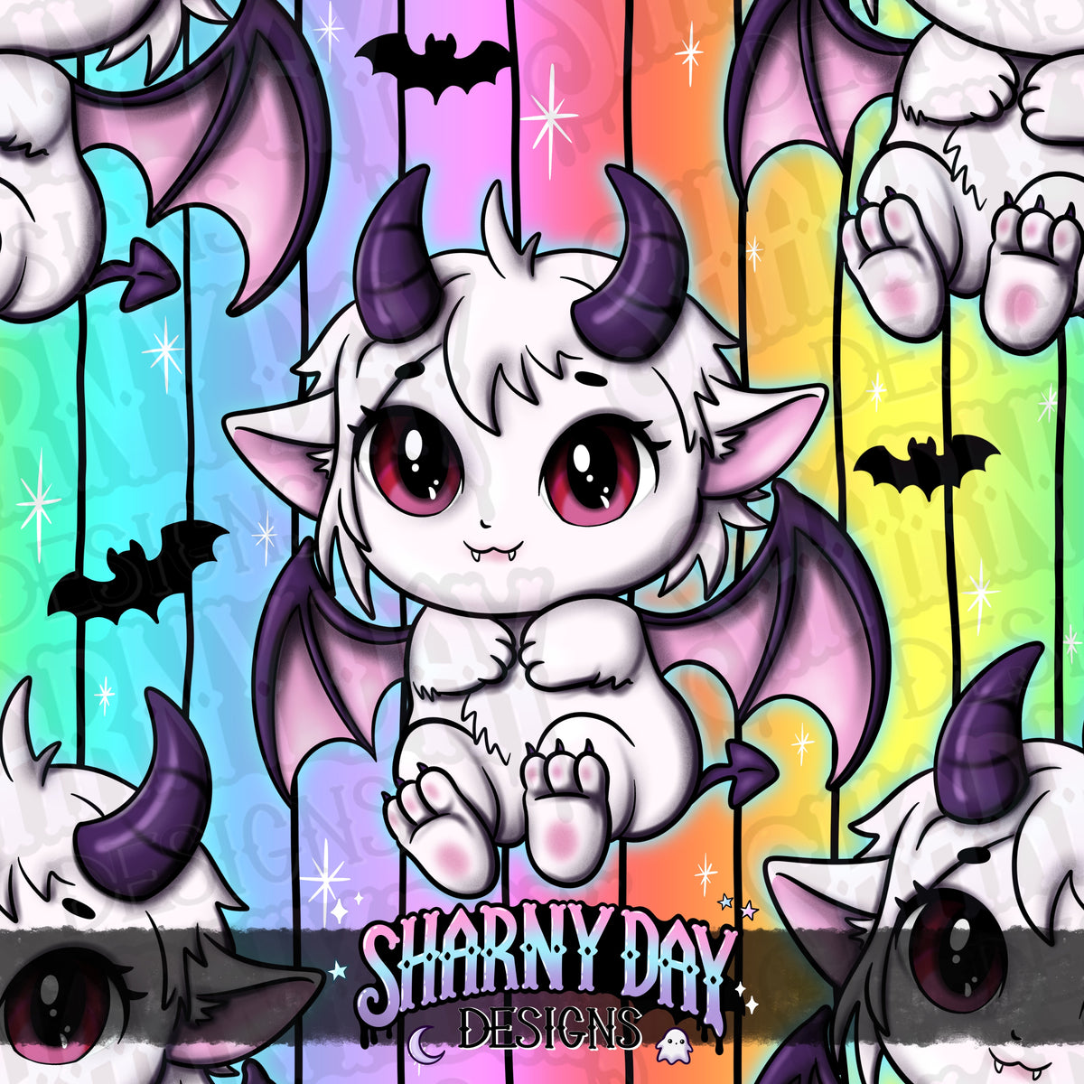 MOXTOBER - Kawaii Demon (Cursed) - Exclusive Seamless Pattern Design