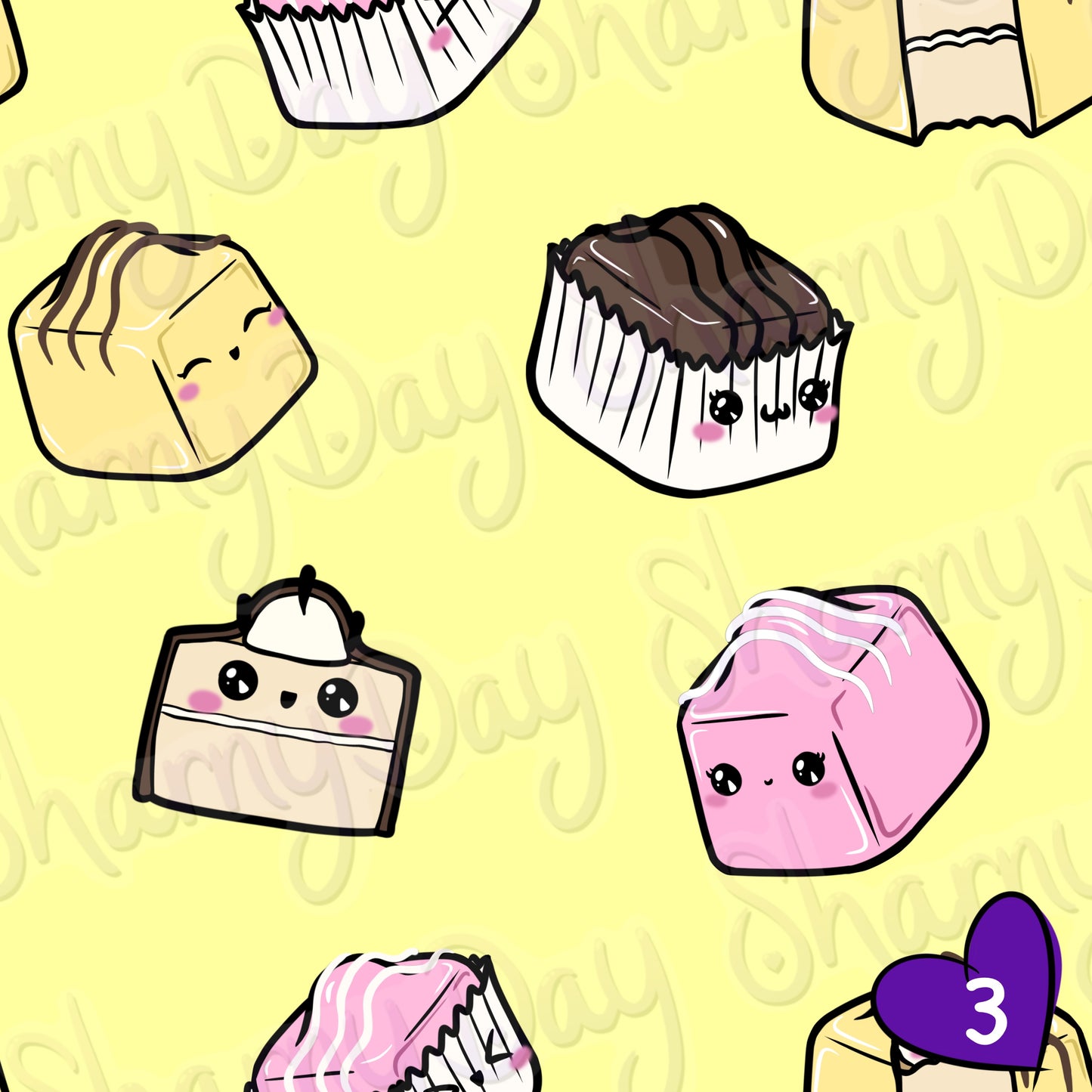 Kawaii Fondant Fancies Exclusive Seamless Pattern