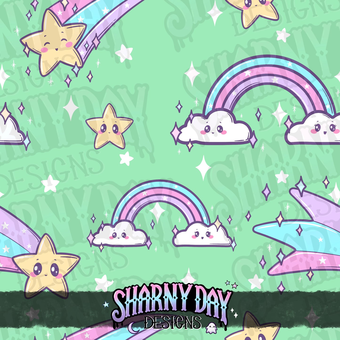 Rainbows & Shooting Stars - Exclusive Seamless Pattern Design
