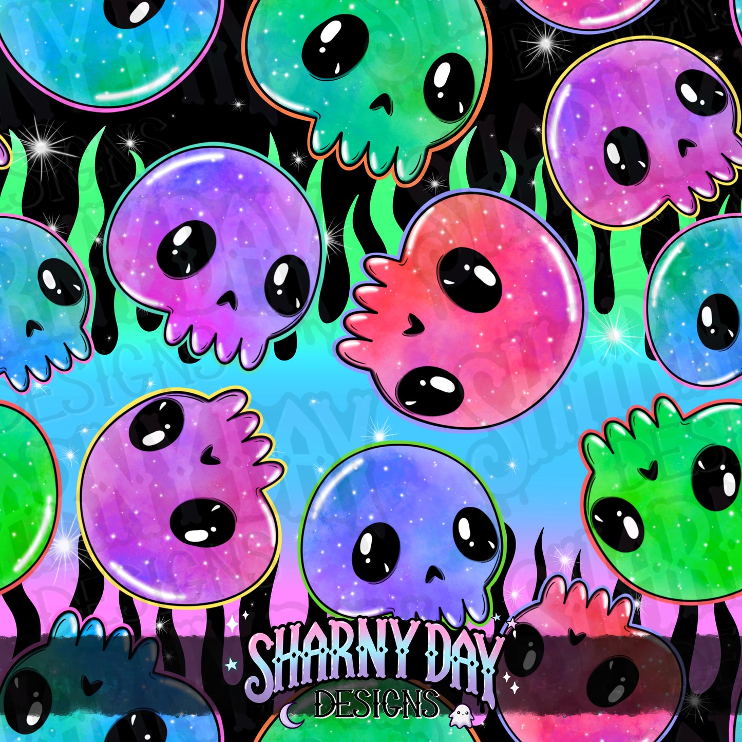 Galaxy Skulls Exclusive Seamless Pattern Design