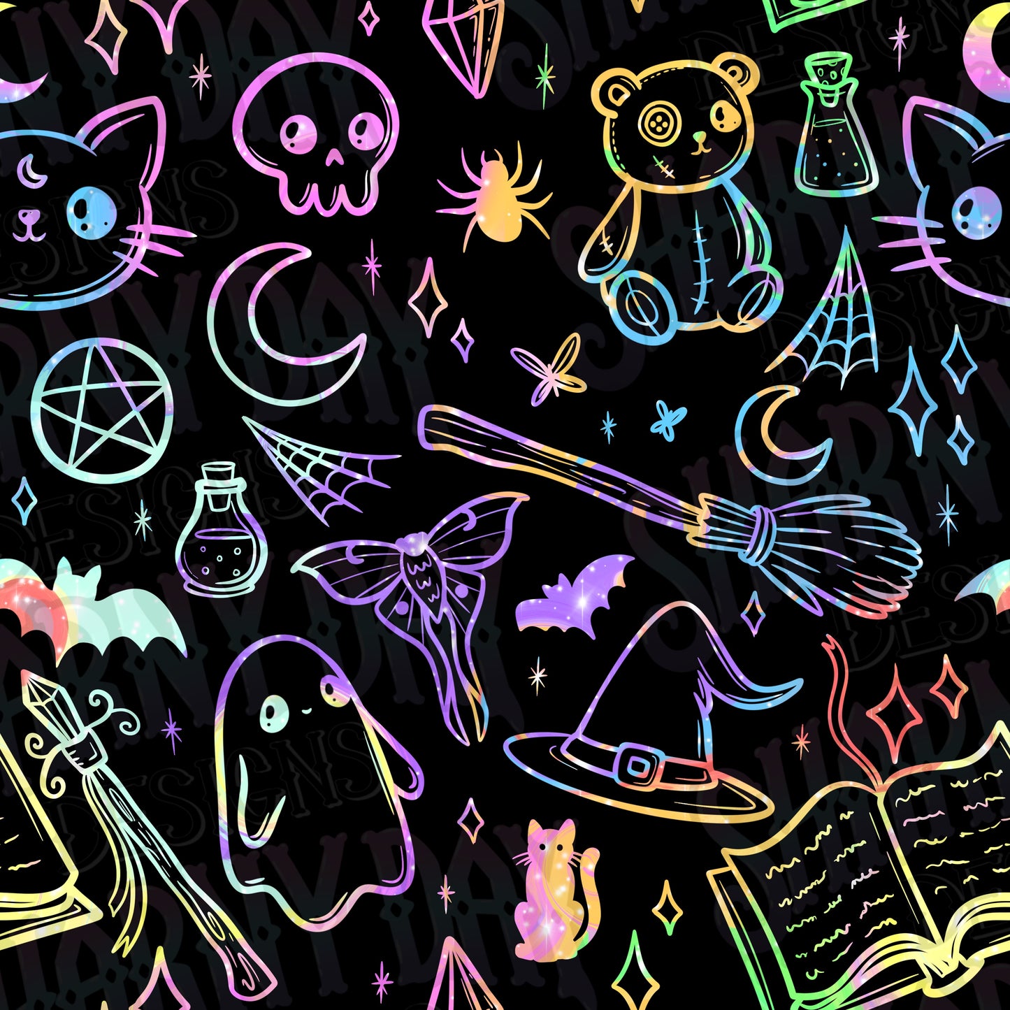 Spoopy Doodles non-exclusive Seamless Pattern Design