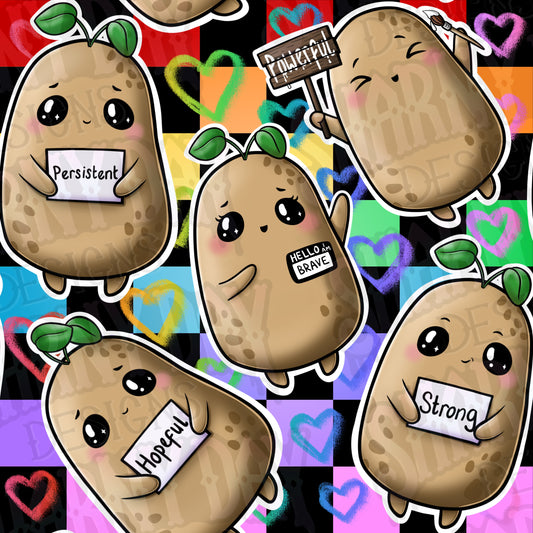 Posi-potato Exclusive Seamless Pattern Design - 2 Wording Variations Per Purchase!