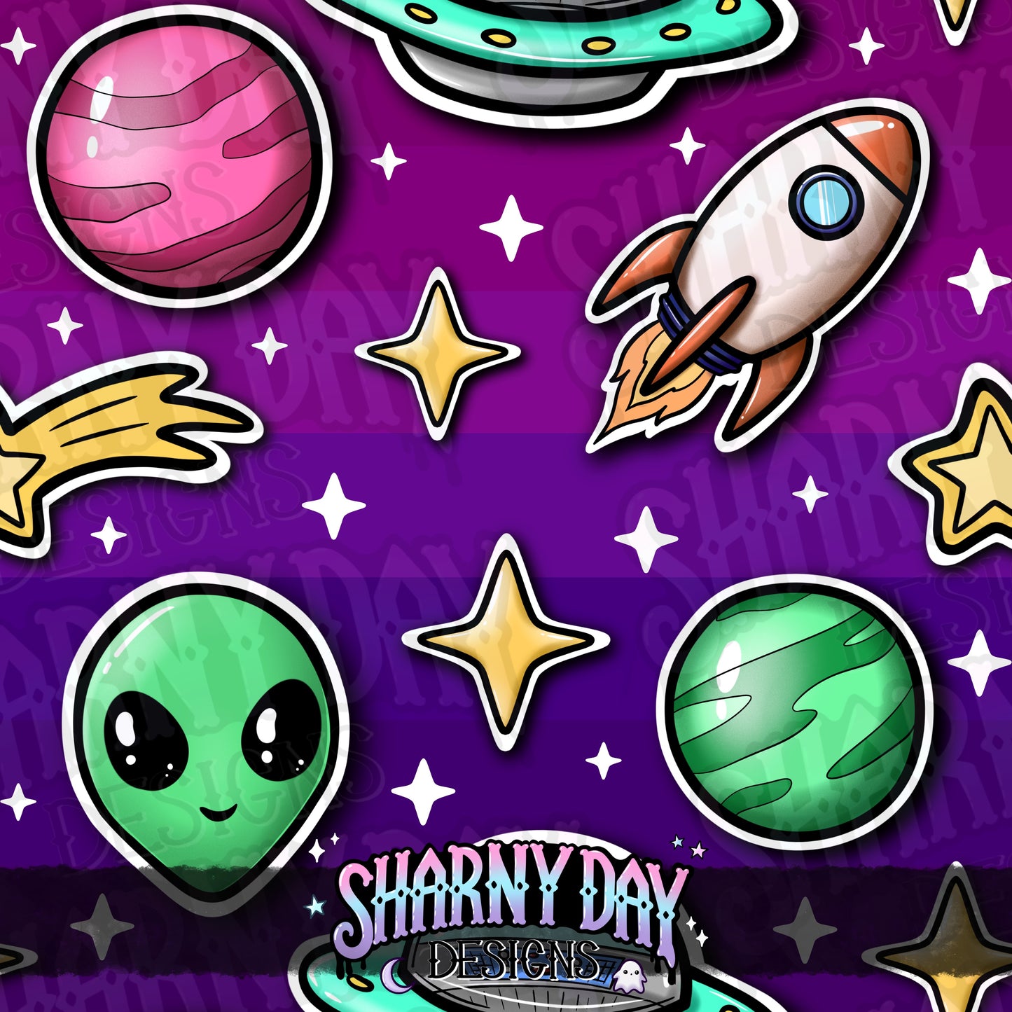 Space Stickers Exclusive Seamless Pattern Design