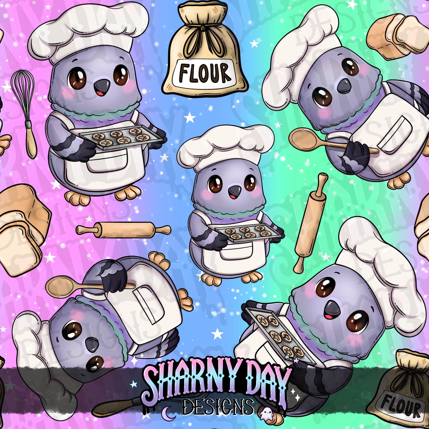 Baker Pigeon Exclusive Seamless Pattern Design