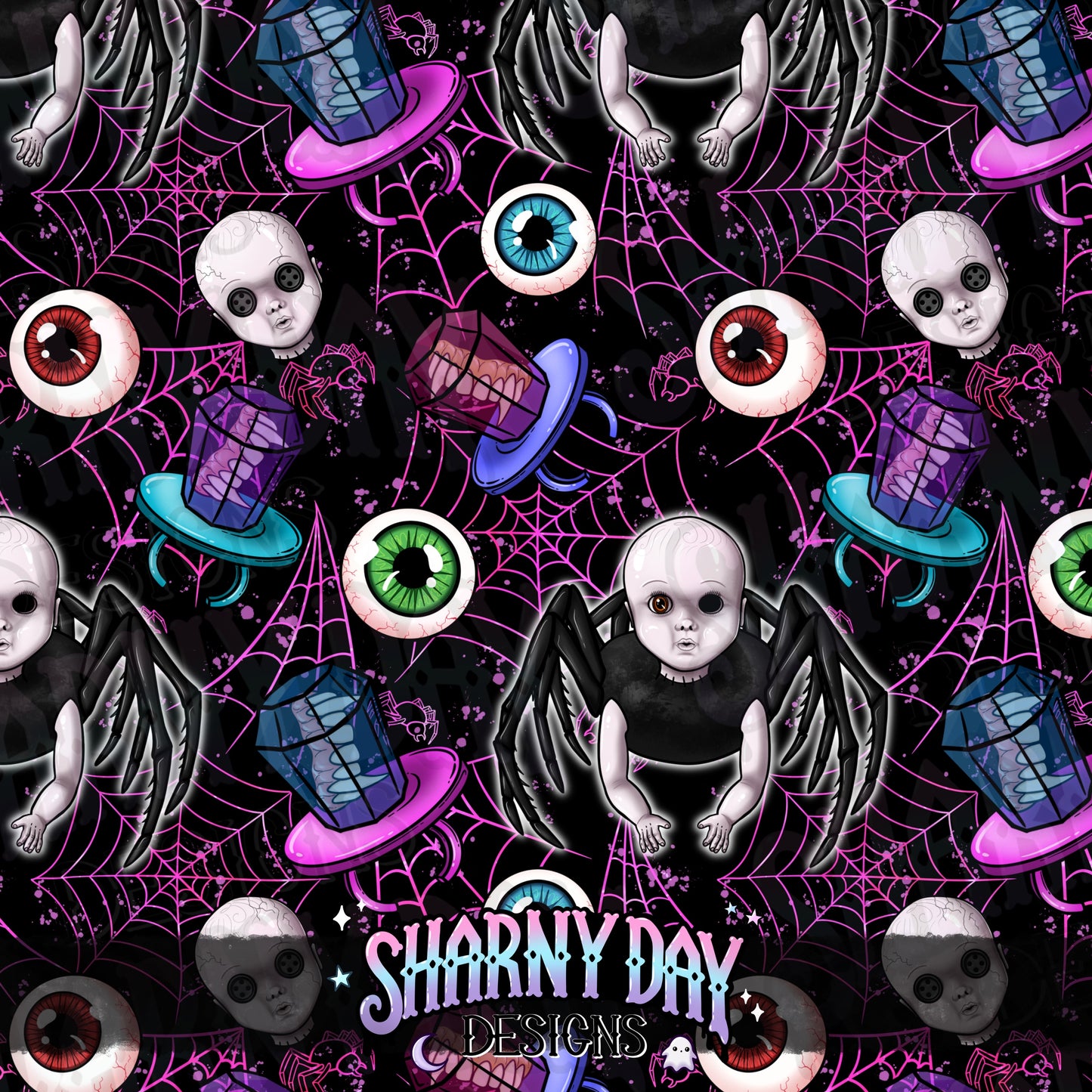 Creepy Spider Baby Exclusive Seamless Pattern Design