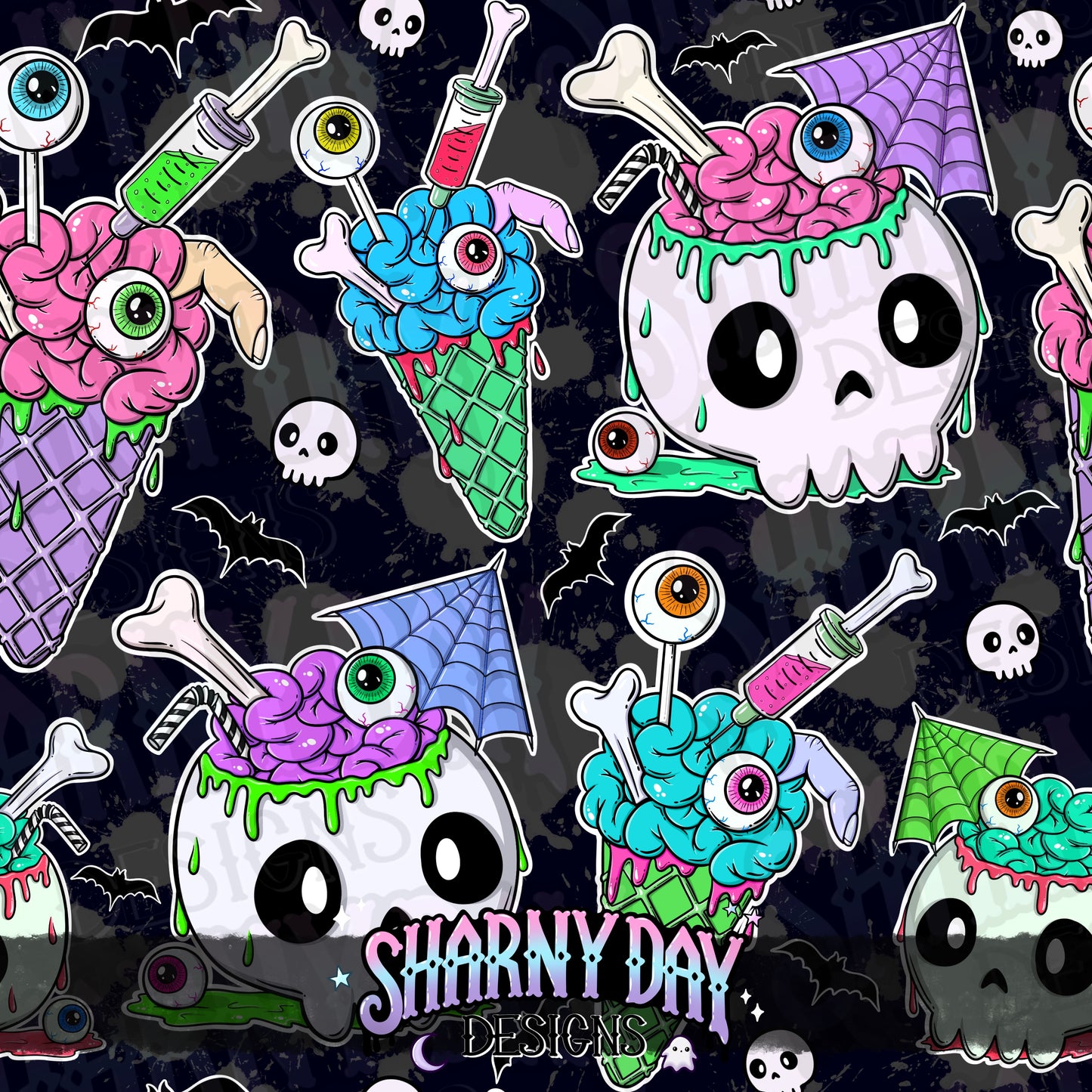 Zombie Sweet Treats Exclusive Seamless Pattern Design