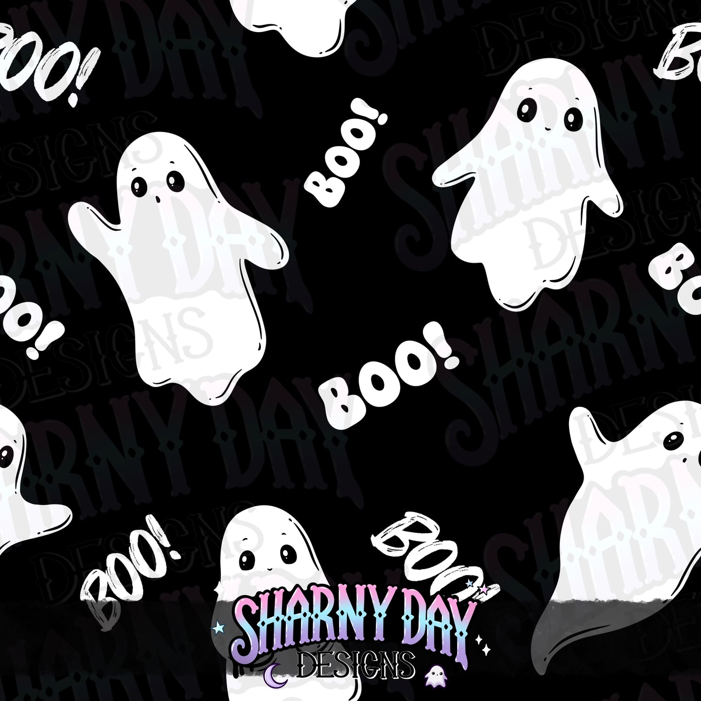 Mono Ghosties non-exclusive Seamless Pattern Design
