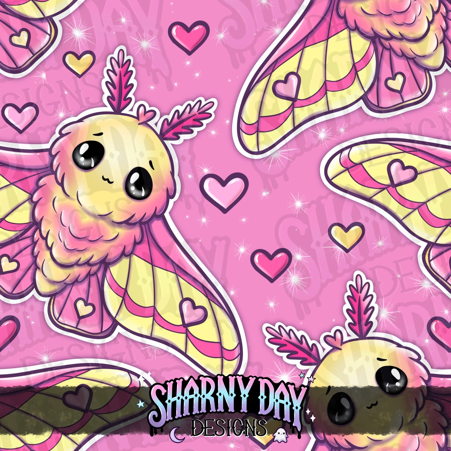 HEXTOBER - Kawaii Rosy Maple Moth Limited Seamless Pattern