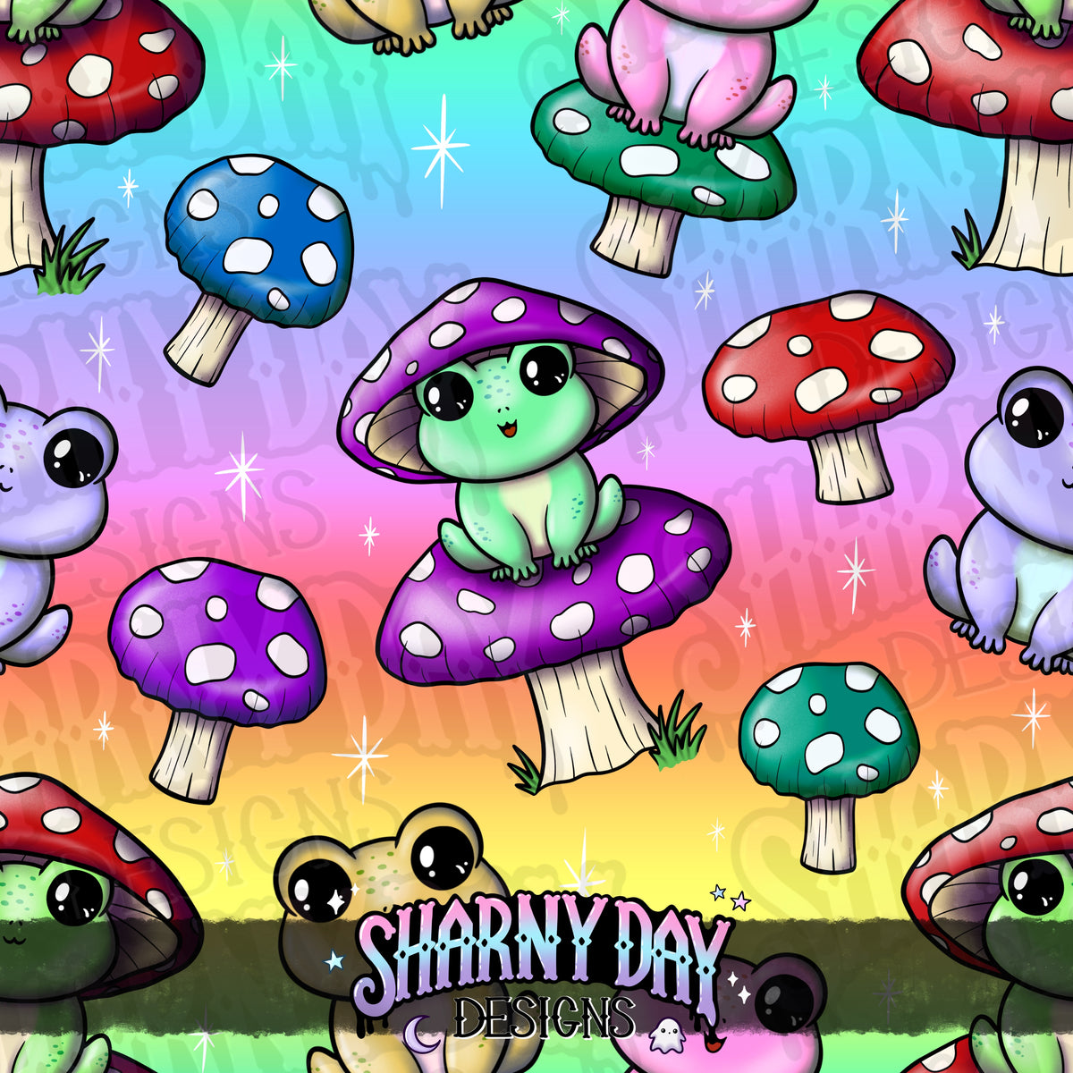 HEXTOBER - This Frog is a Fungi - Exclusive Seamless Pattern Design