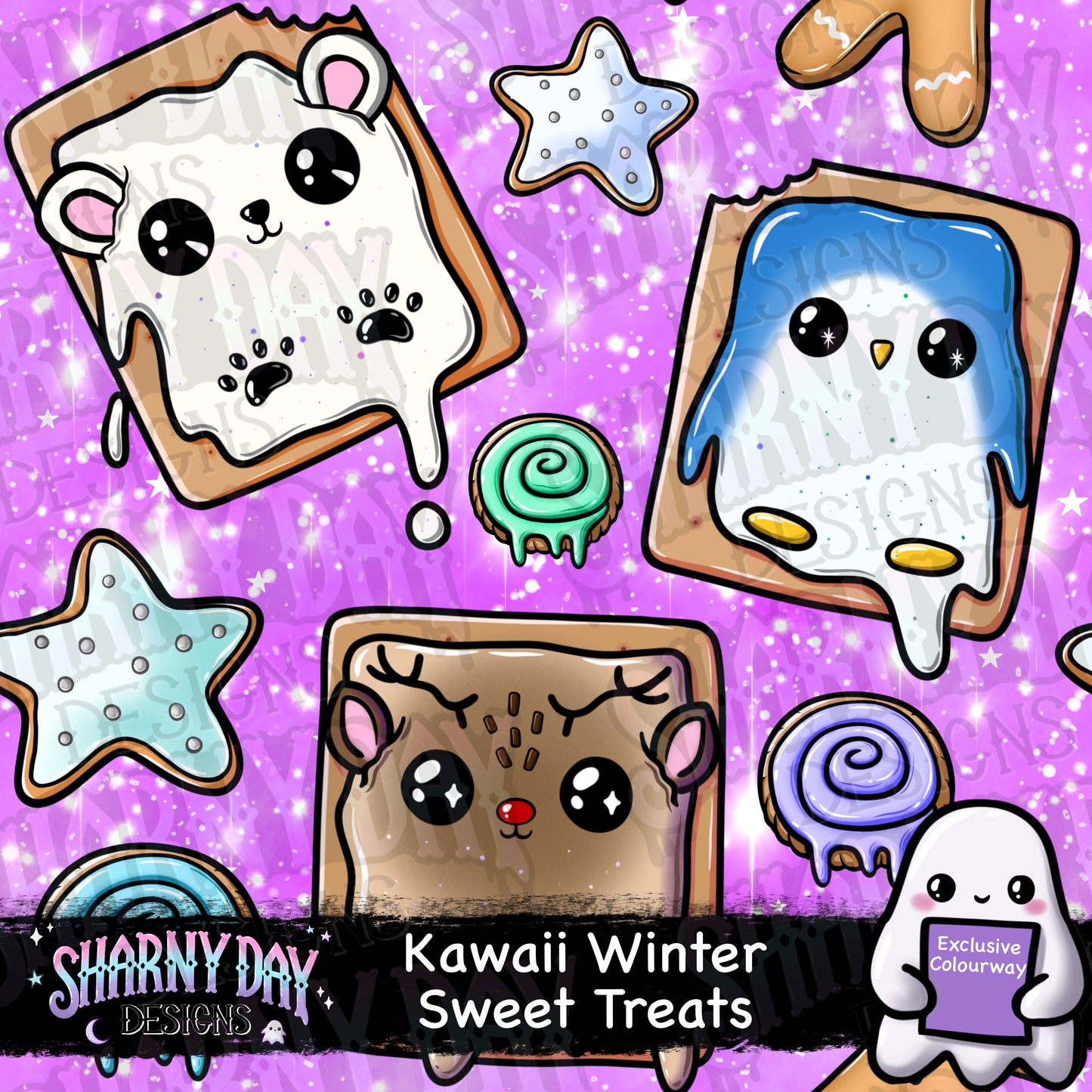 Kawaii Festive Sweet Treats Exclusive Seamless Pattern Desig