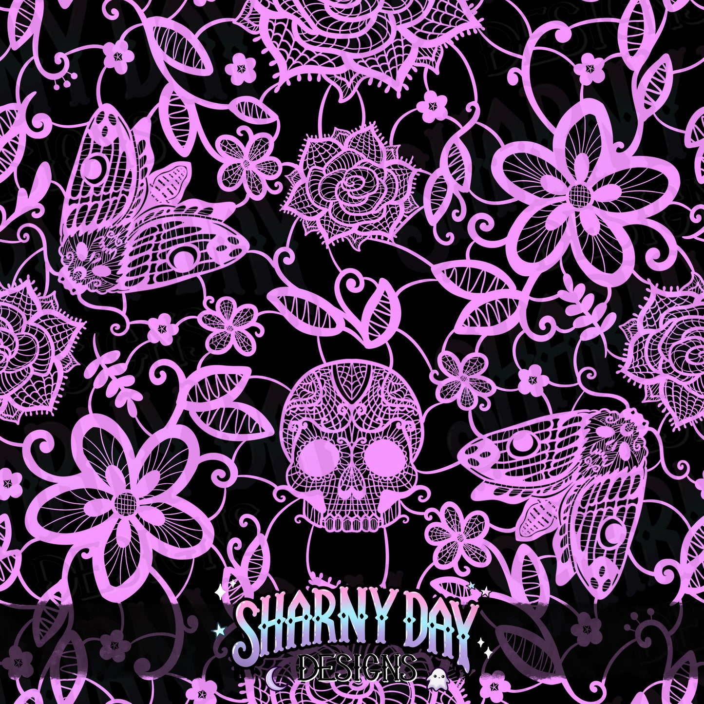 HEXTOBER - Gothic Floral Lace non-exclusive Seamless Pattern Design