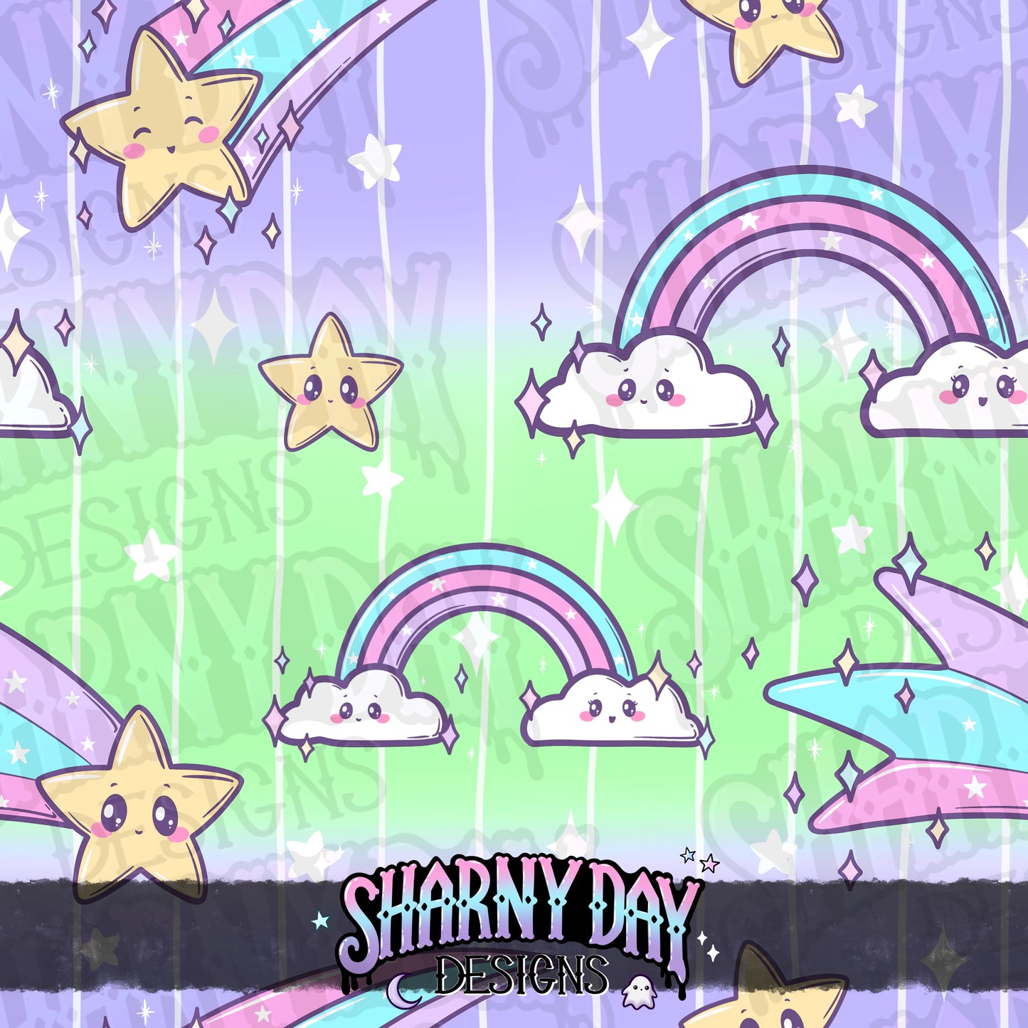 Rainbows & Shooting Stars - Exclusive Seamless Pattern Design