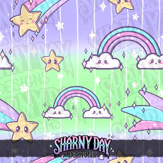 Rainbows & Shooting Stars - Exclusive Seamless Pattern Design