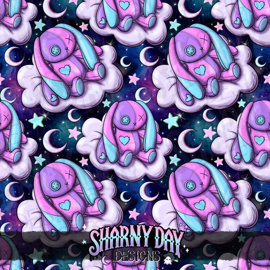 Sleepy Bunny Plushie Exclusive Seamless Pattern Design