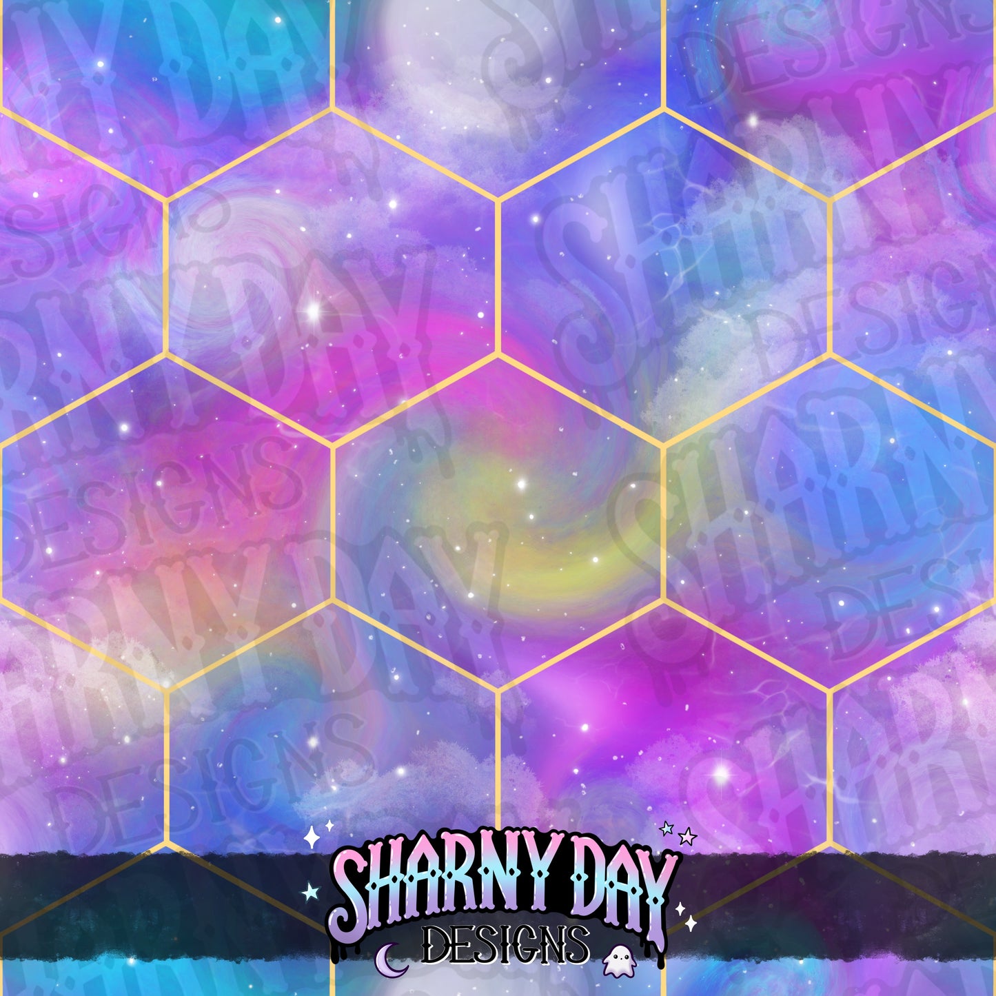 HEXTOBER - Galaxy Honeycomb non-exclusive Seamless Pattern Design