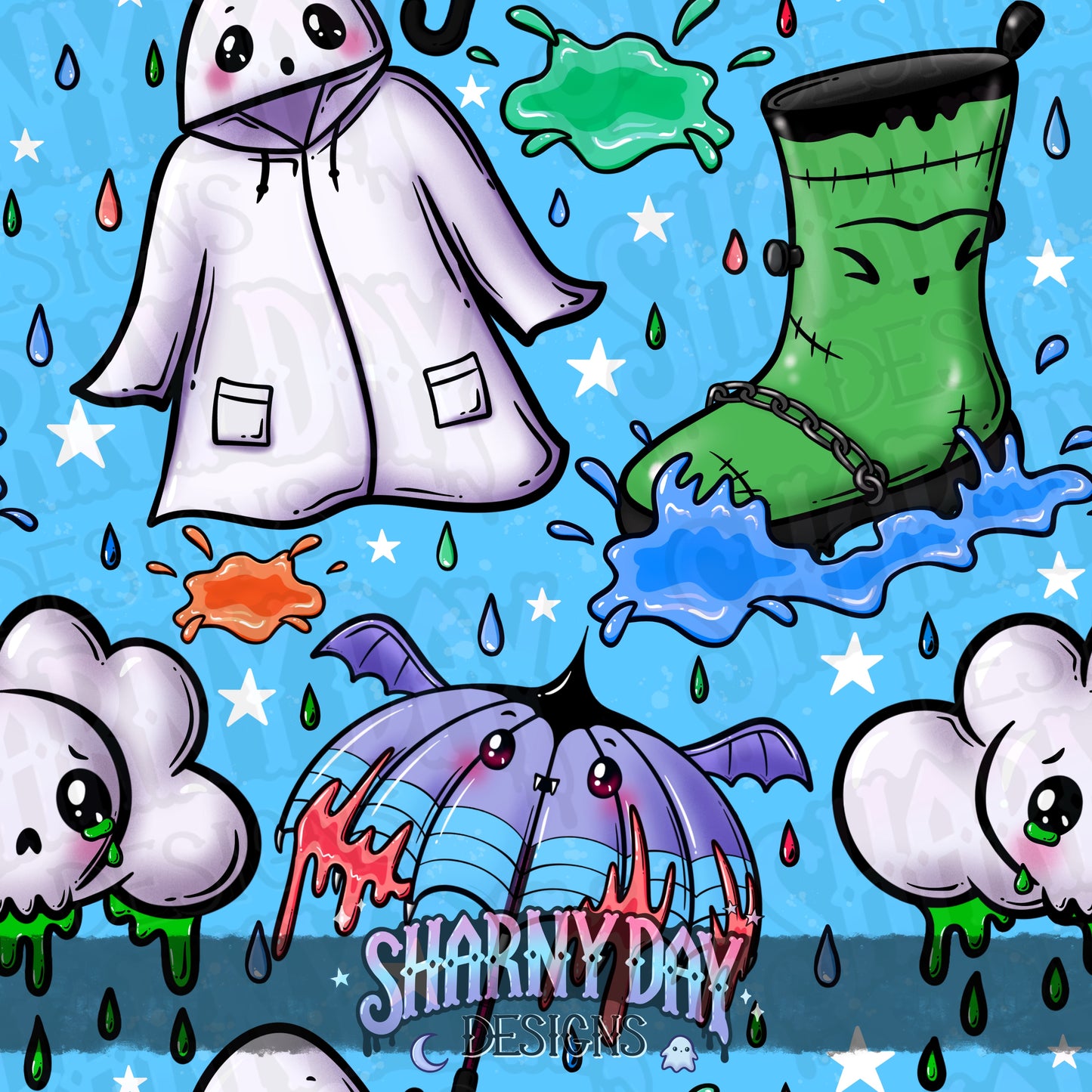 Spooky Rainy Dayz Exclusive Seamless Pattern Design
