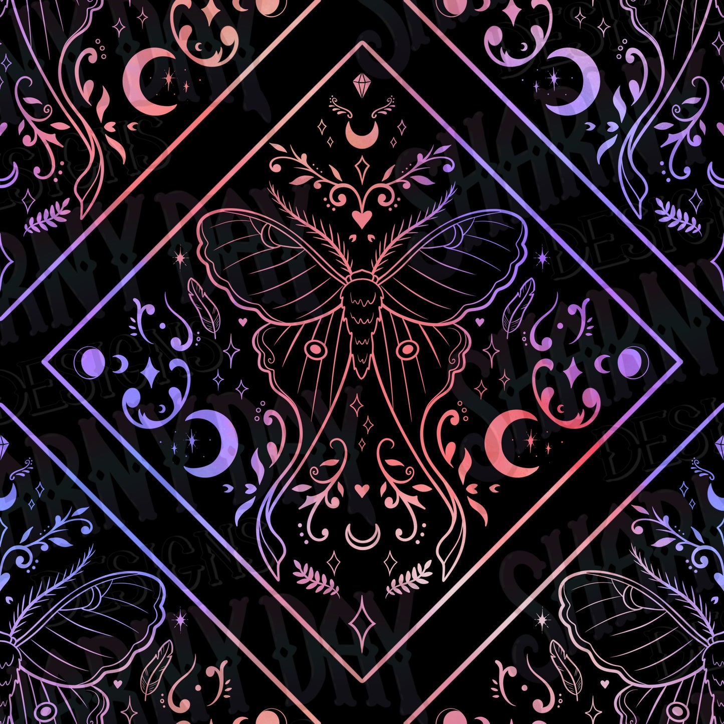 Luna Moth Lines Exclusive Seamless Pattern Design