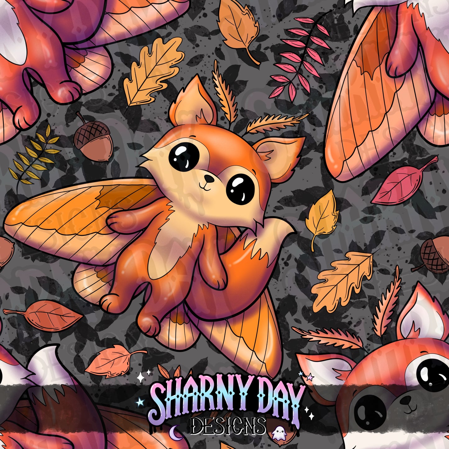Kawaii Fox Moth Exclusive Seamless Pattern Design