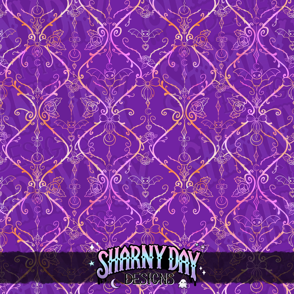 HEXTOBER - Gothic Bats and Bows (lattice) - non-exclusive Seamless Pattern Design