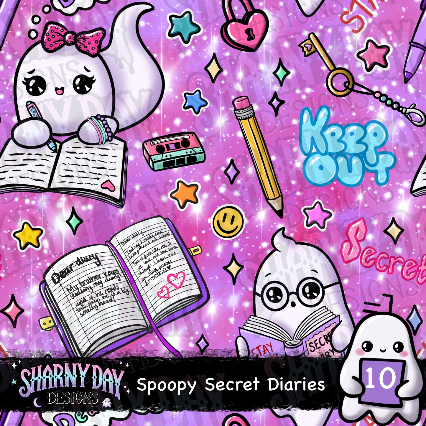 Spoopy Secret Diaries Exclusive Seamless Pattern Design